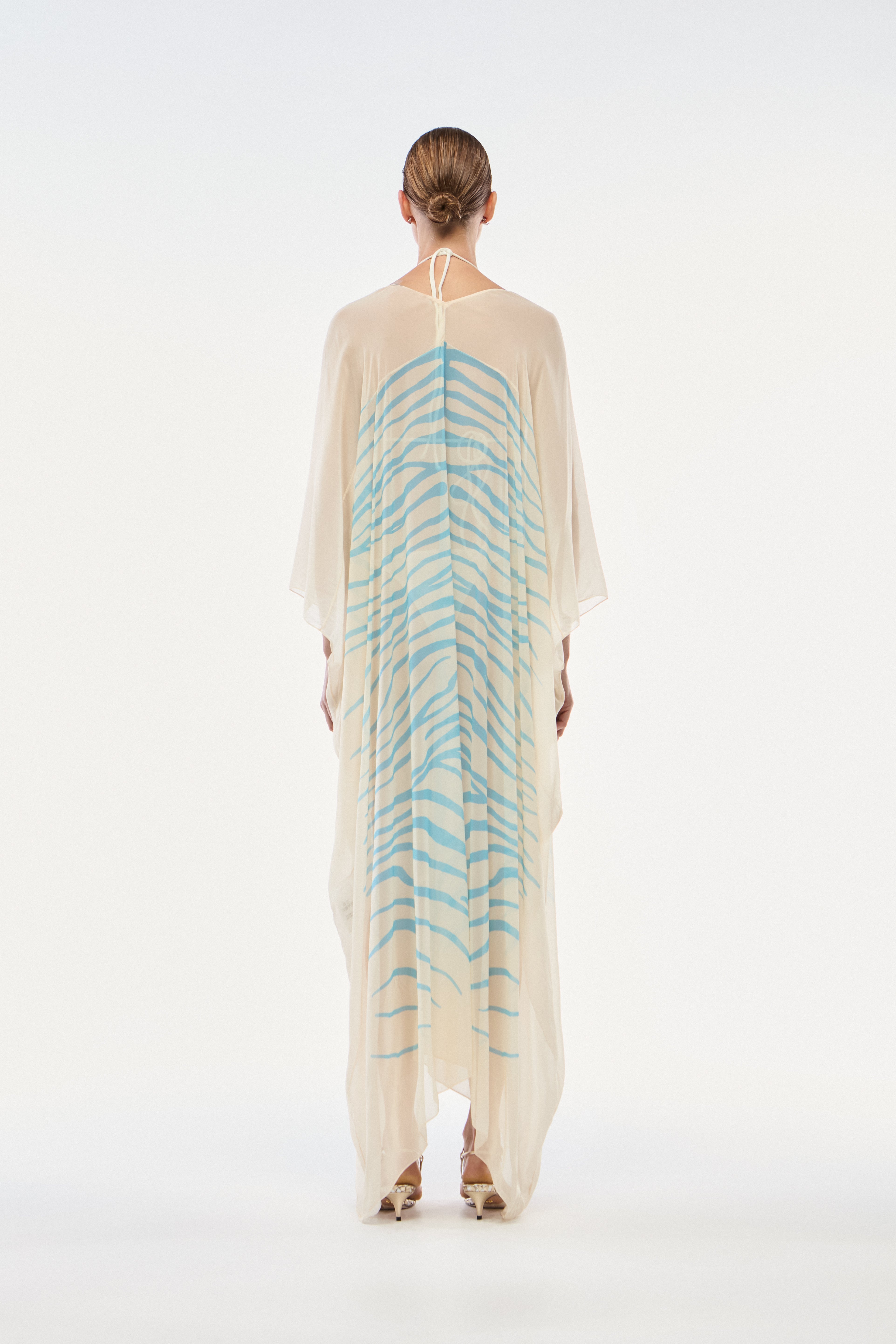 KAFTAN GEORGETTE ZEBRA MONO AZUL SKY