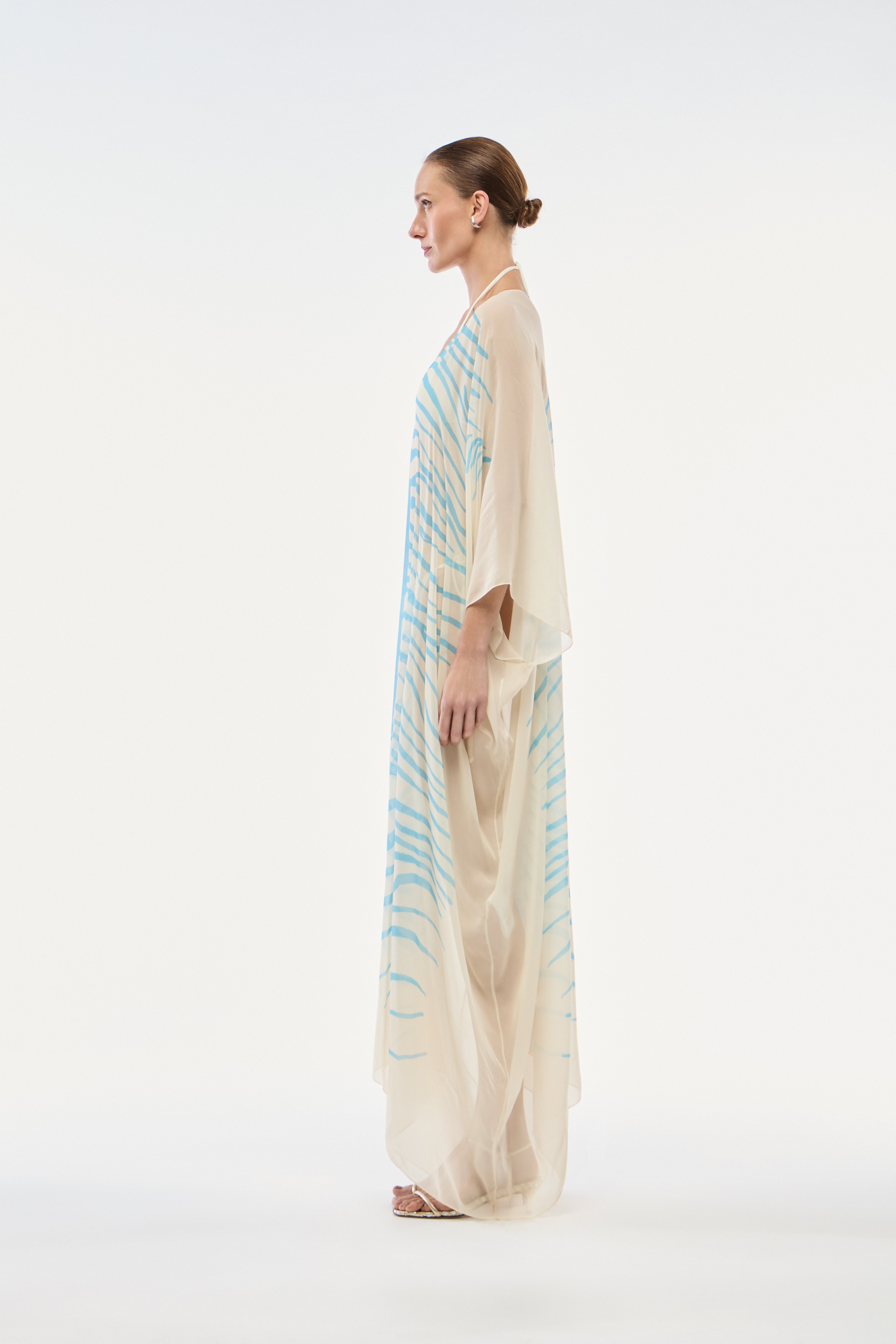 KAFTAN GEORGETTE ZEBRA MONO AZUL SKY