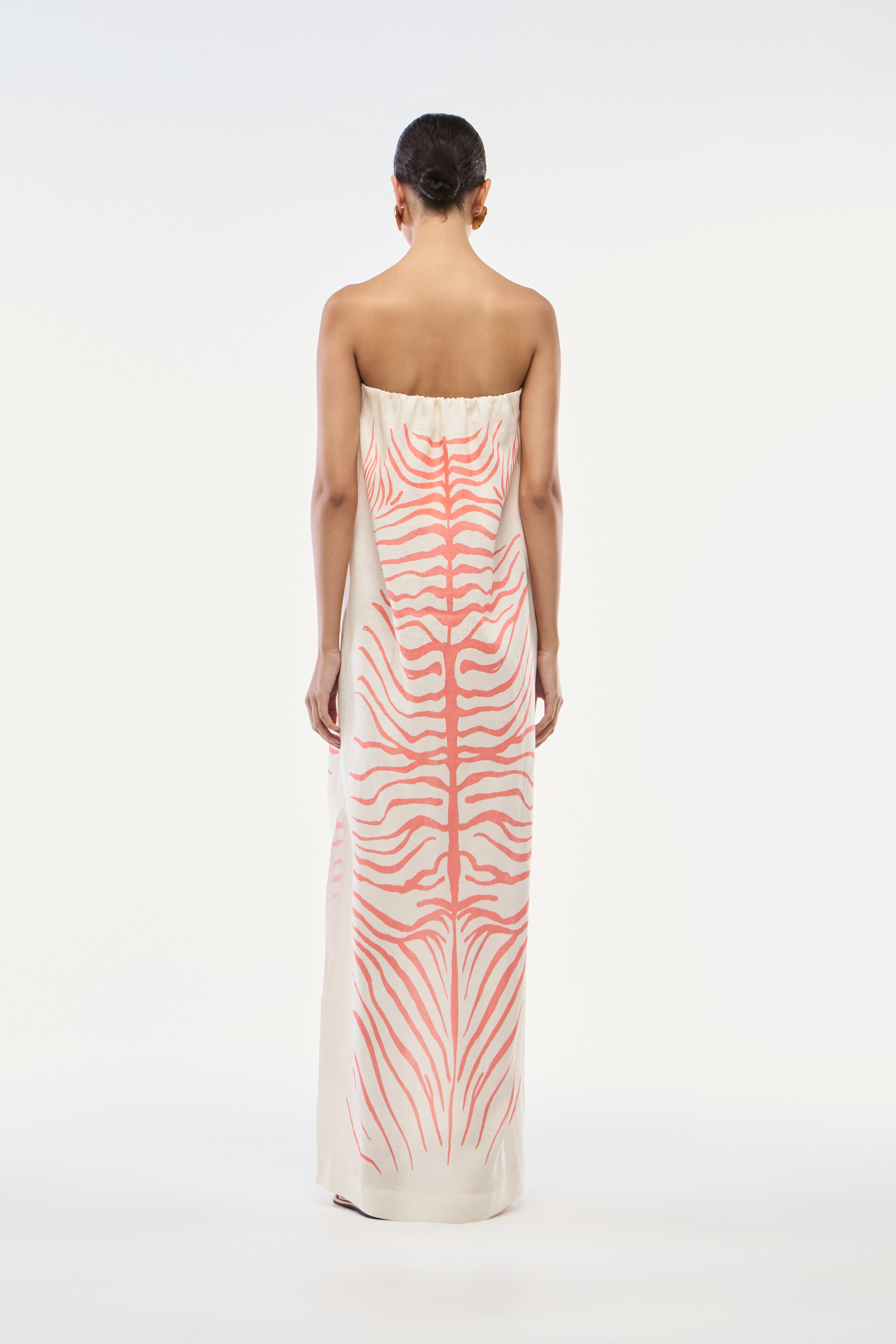 VESTIDO SEM ALÇA LINHO ZEBRA MONO VERMELHO