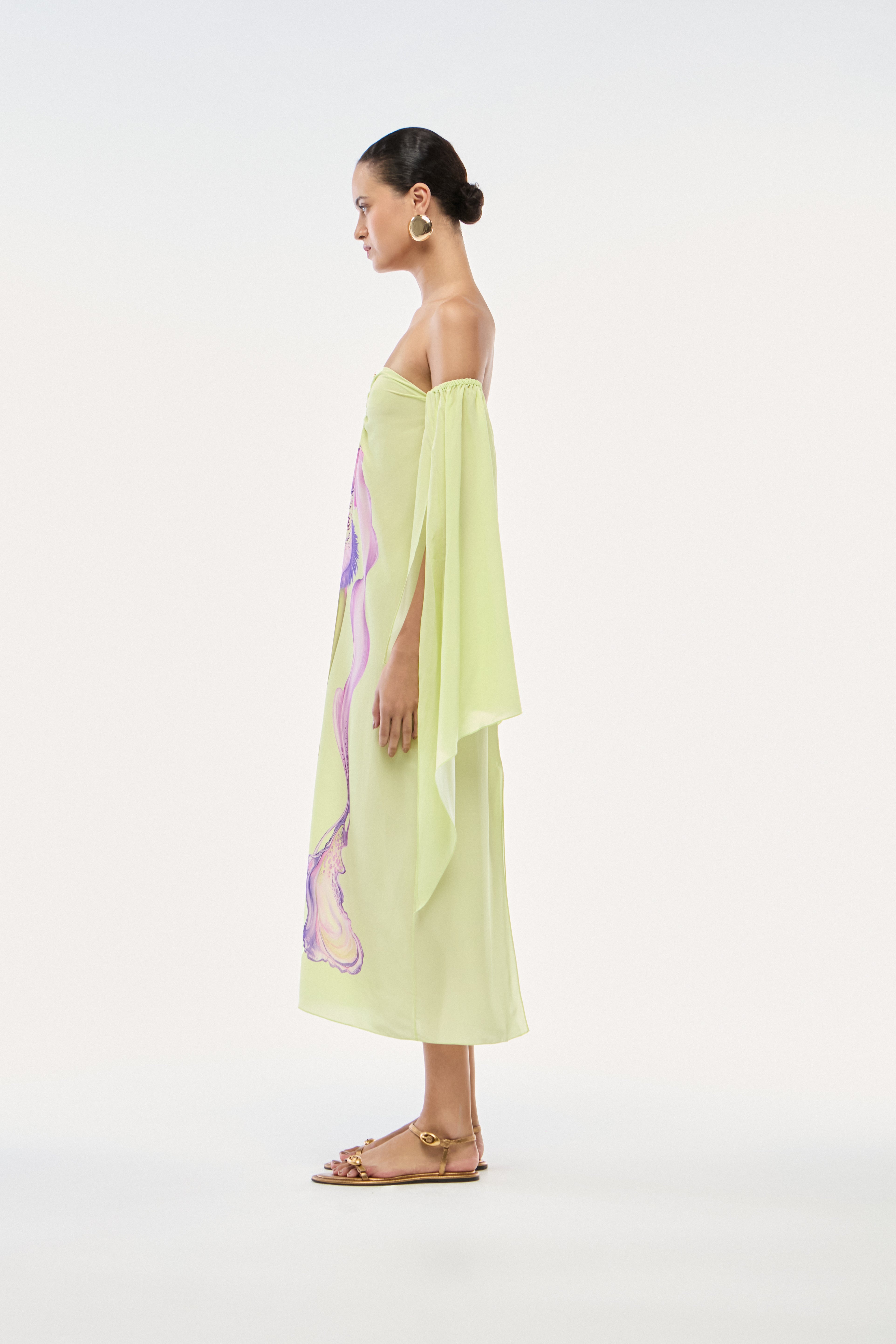VESTIDO SEM ALÇA SEDA FLORAL CITRUS
