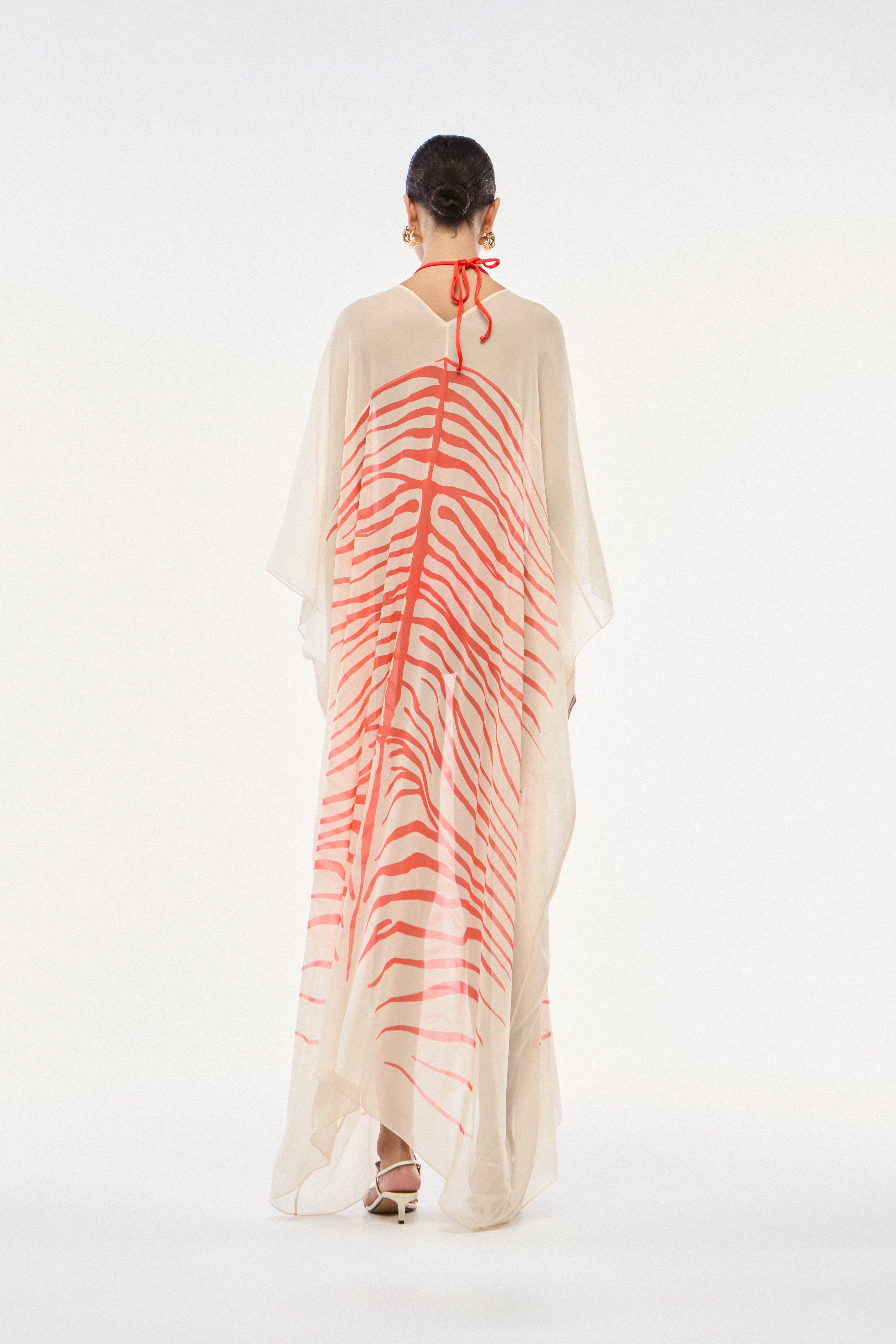KAFTAN GEORGETTE ZEBRA MONO VERMELHO