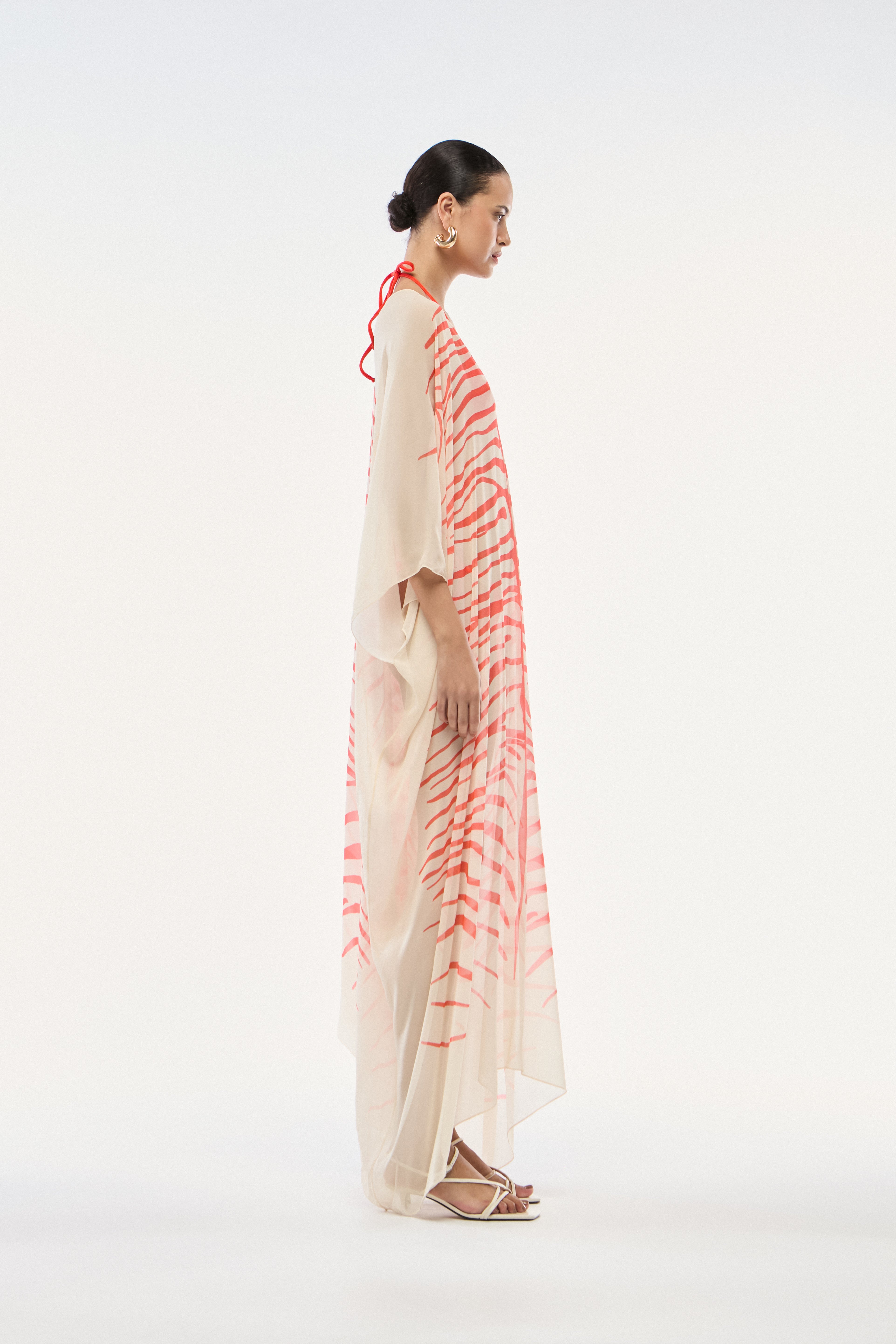 KAFTAN GEORGETTE ZEBRA MONO VERMELHO