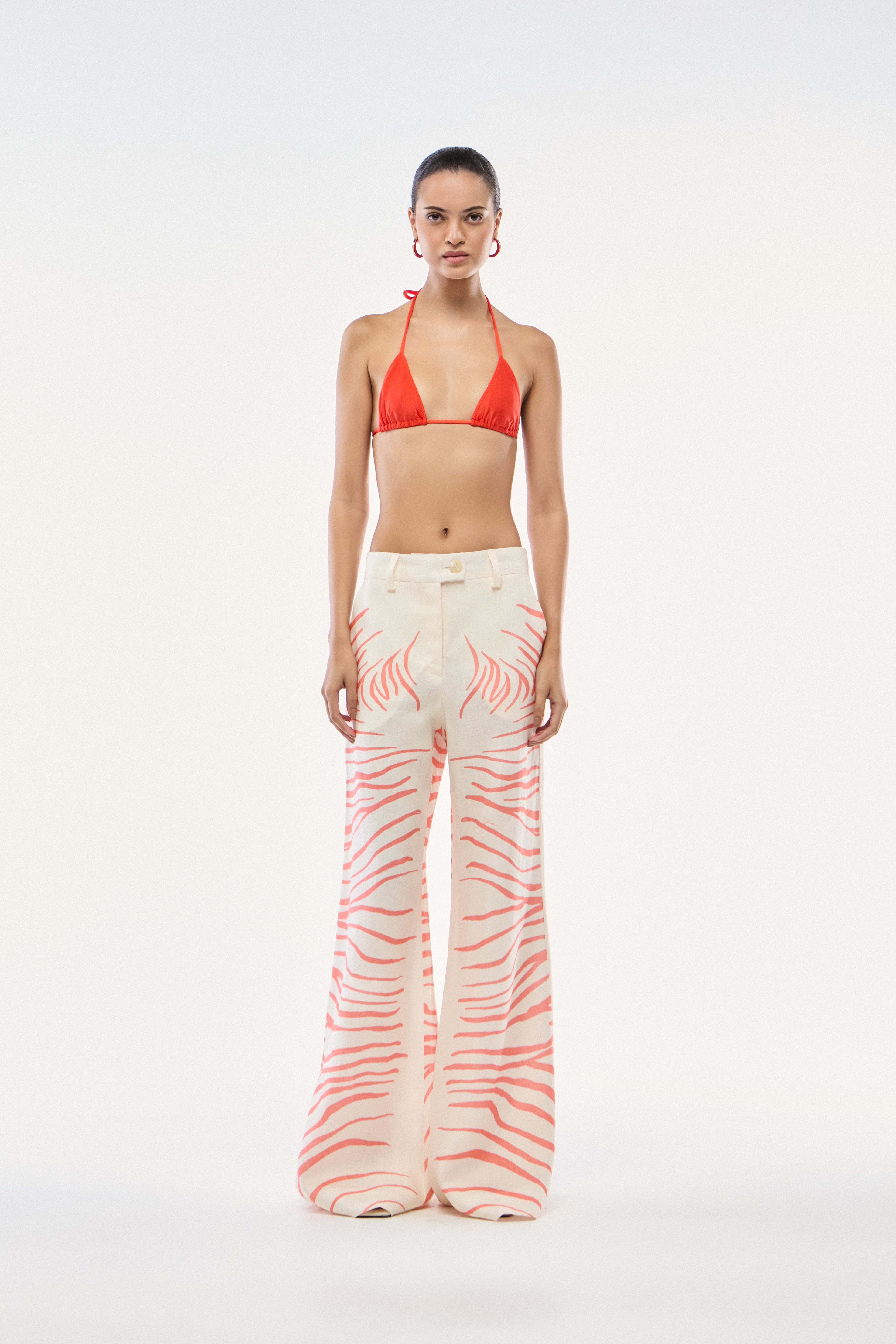 CALÇA PANTALONA LINHO ZEBRA MONO VERMELHO