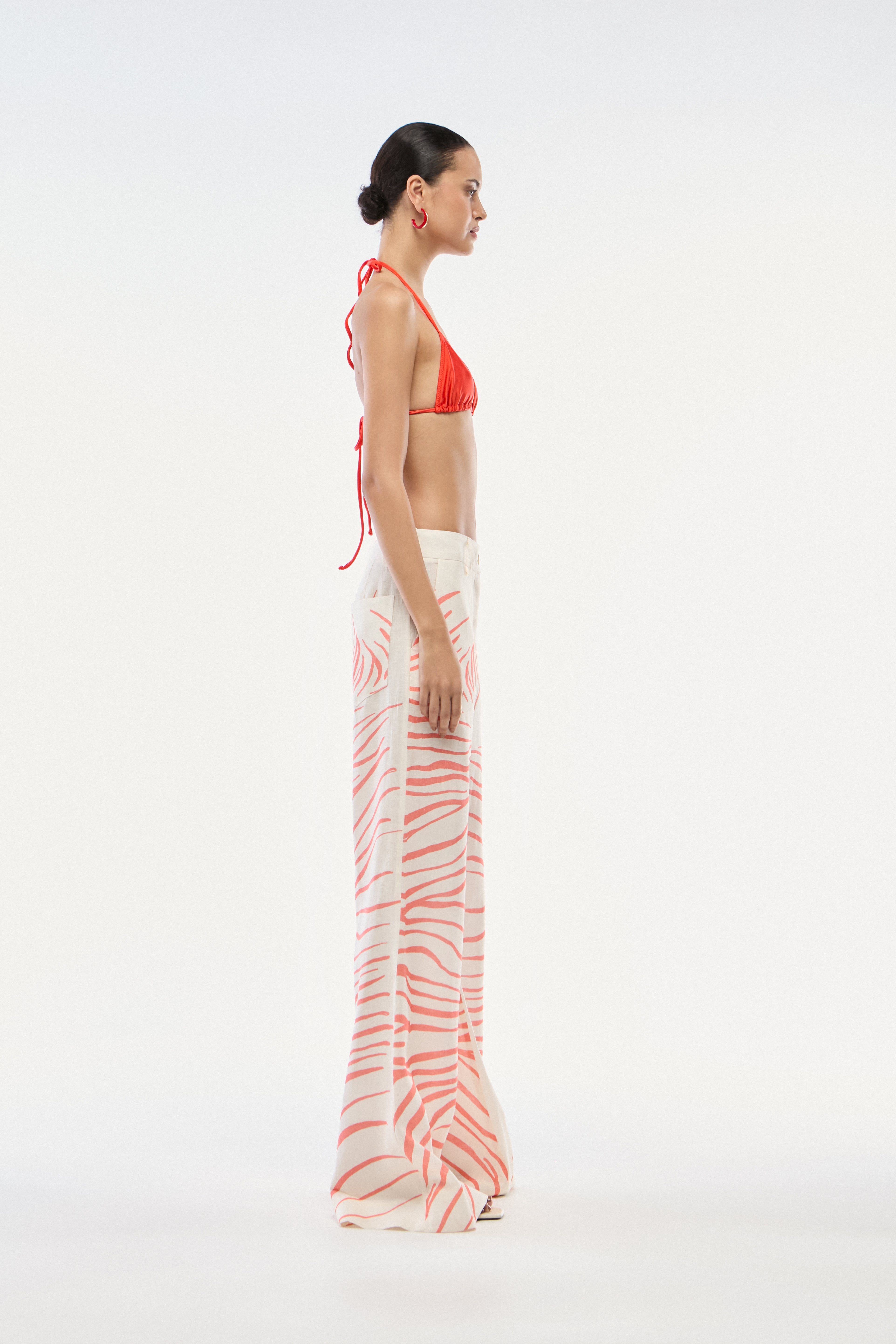 CALÇA PANTALONA LINHO ZEBRA MONO VERMELHO