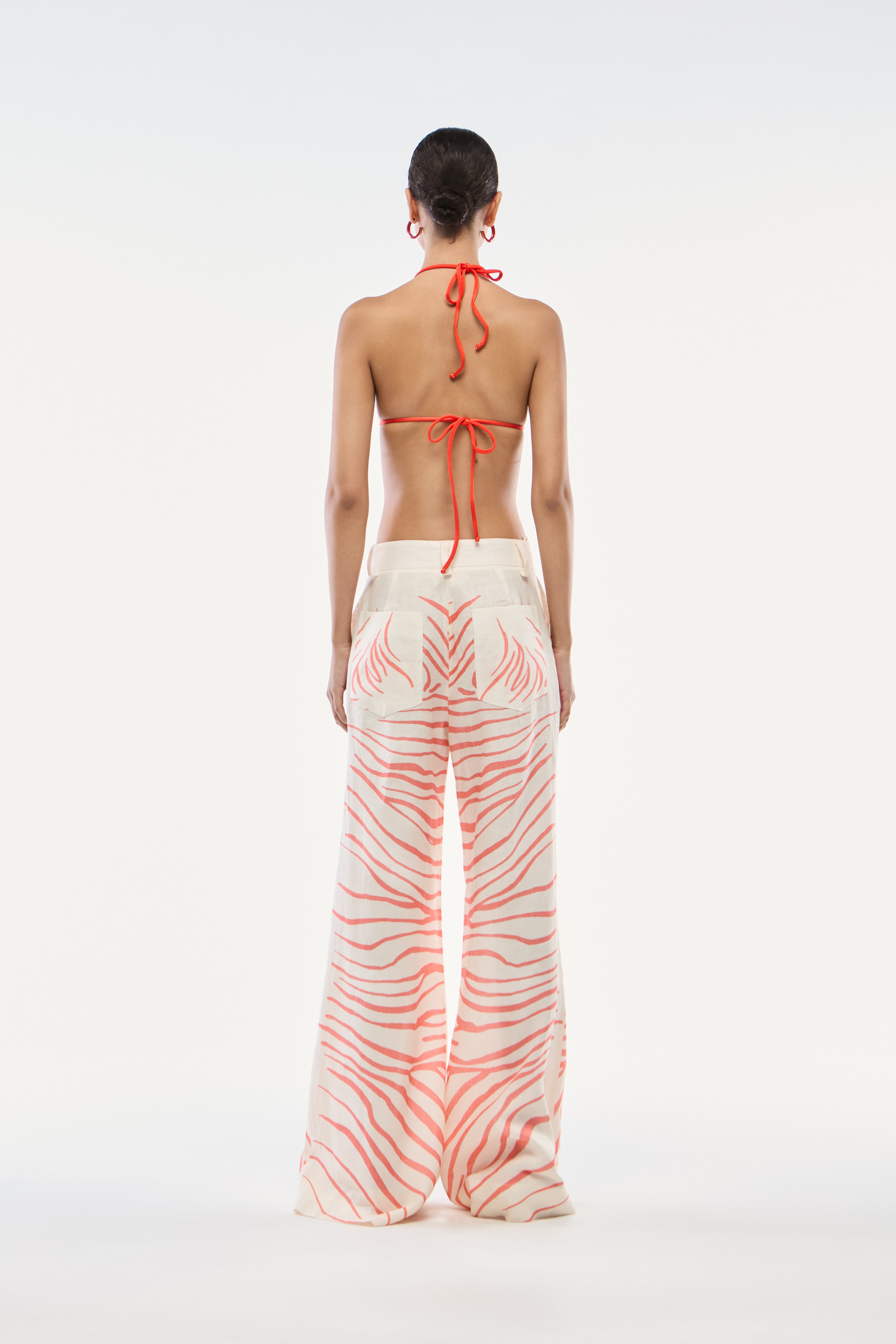 CALÇA PANTALONA LINHO ZEBRA MONO VERMELHO