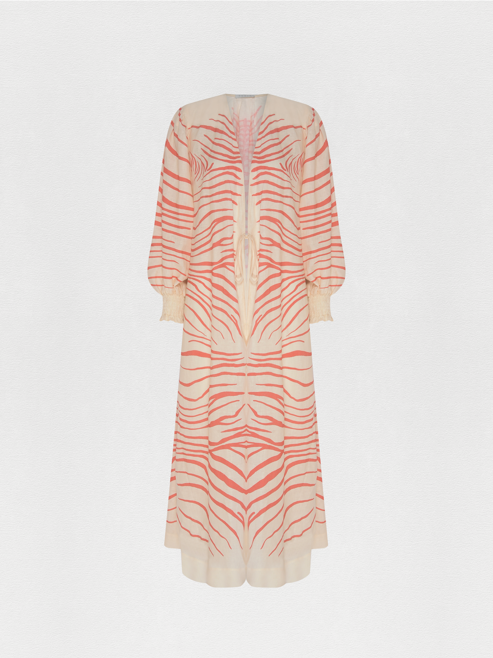 ROBE LONGO LINHO ZEBRA MONO VERMELHO