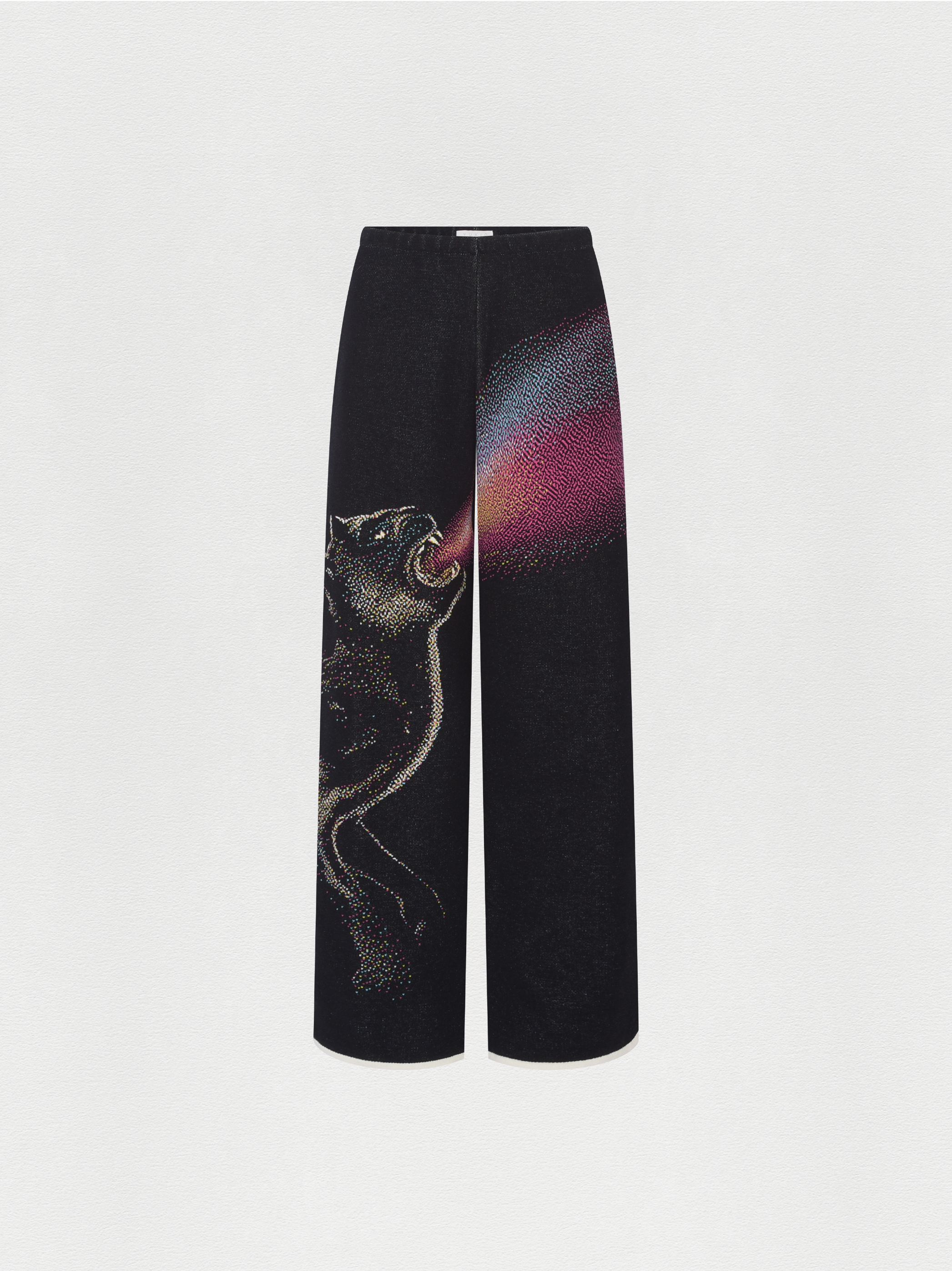 CALÇA RETA JACQUARD TRICOT PRETO