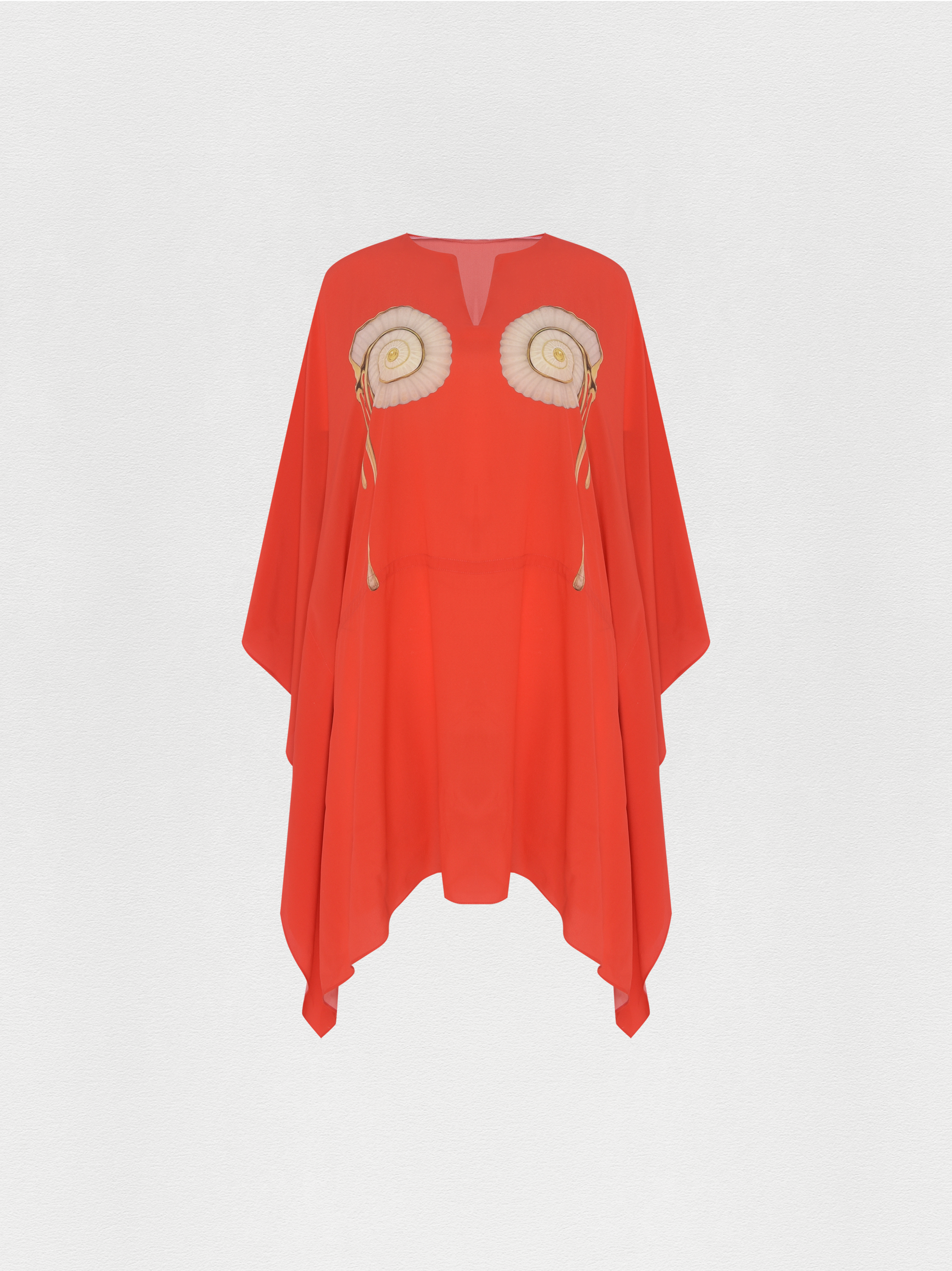 KAFTAN CURTO SEDA CARACOL VERMELHO