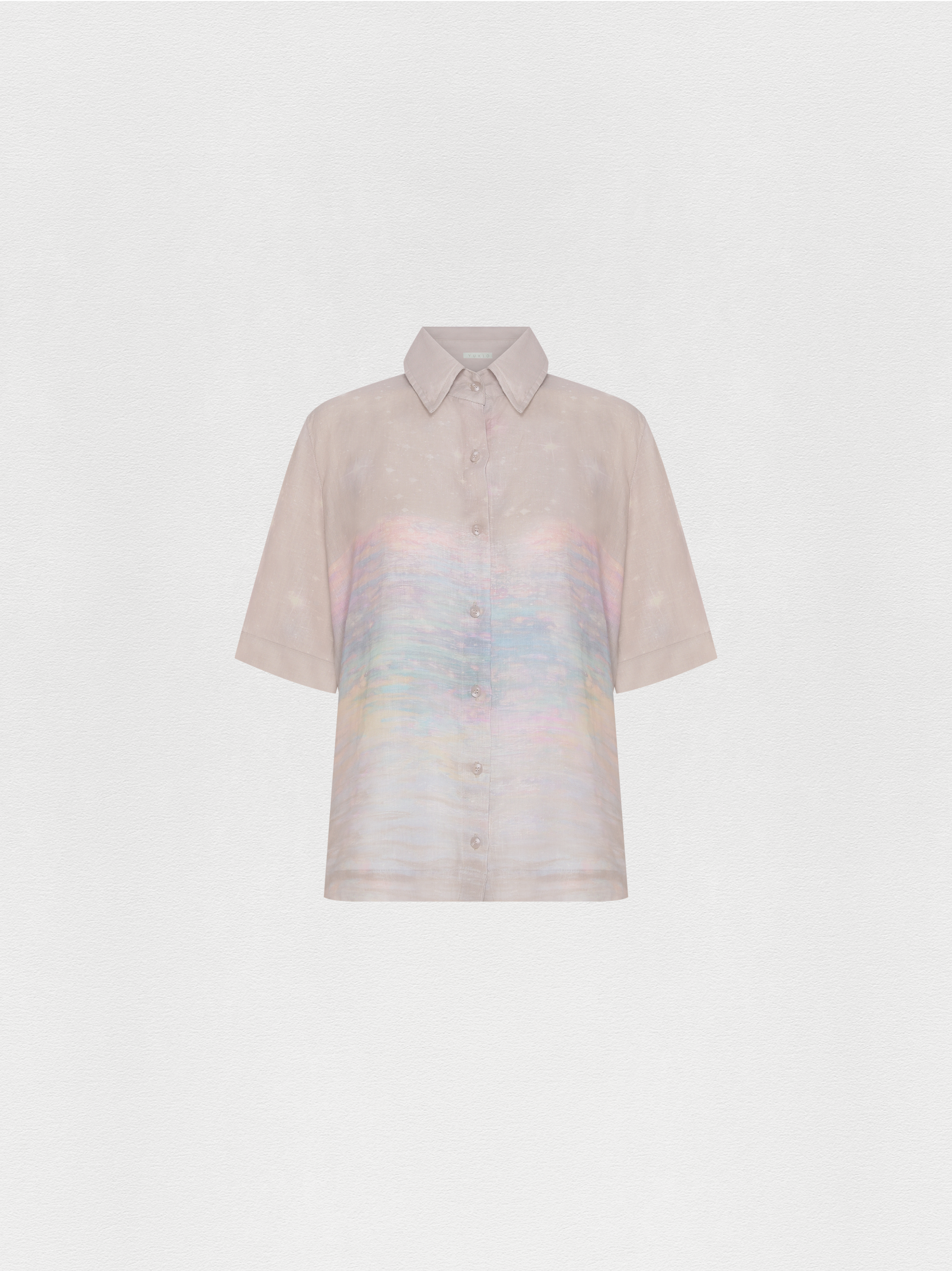 CAMISA MANGA CURTA LINHO OVO BEGE