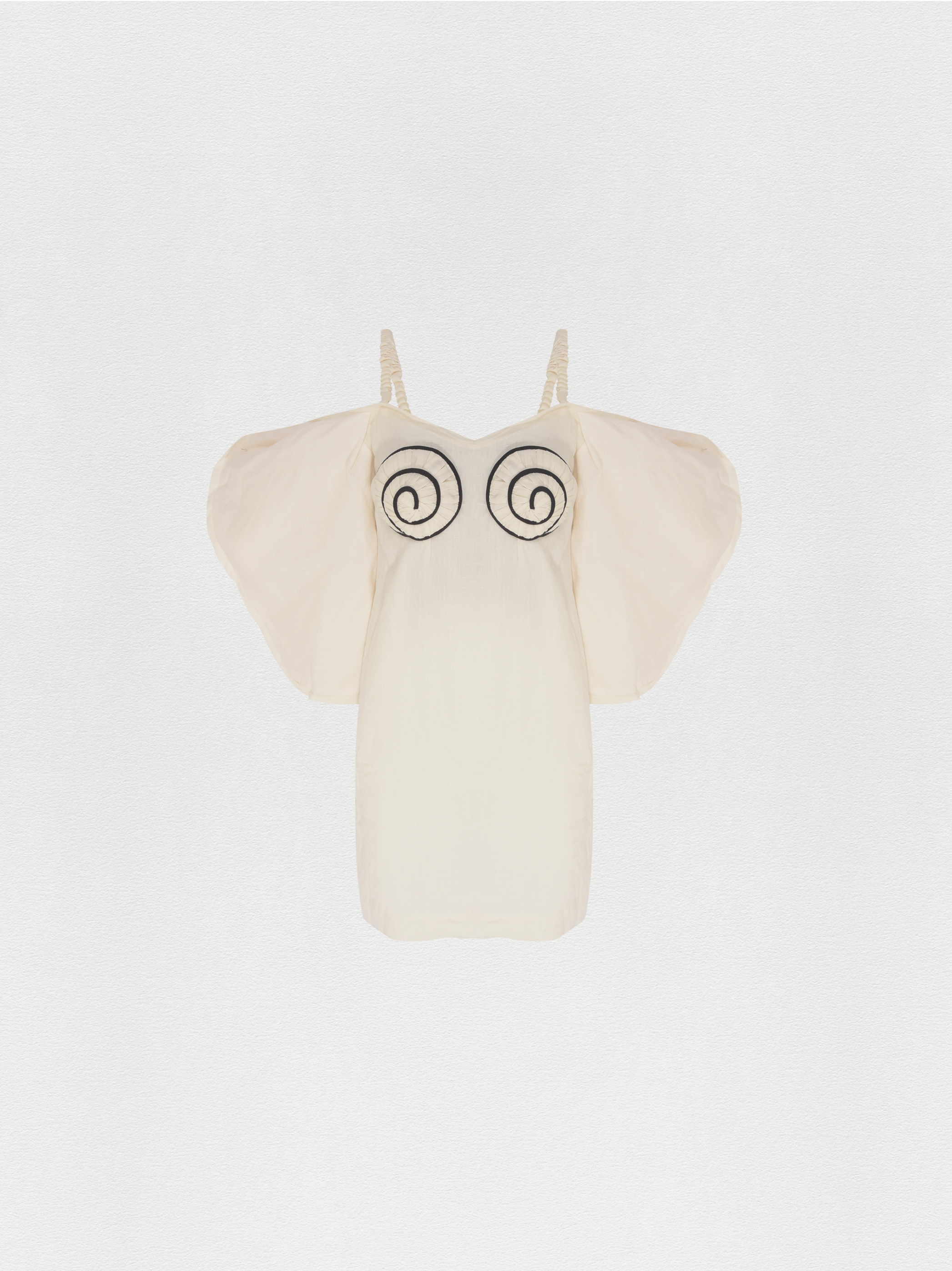 VESTIDO CURTO LINHO CARACOL OFF-WHITE
