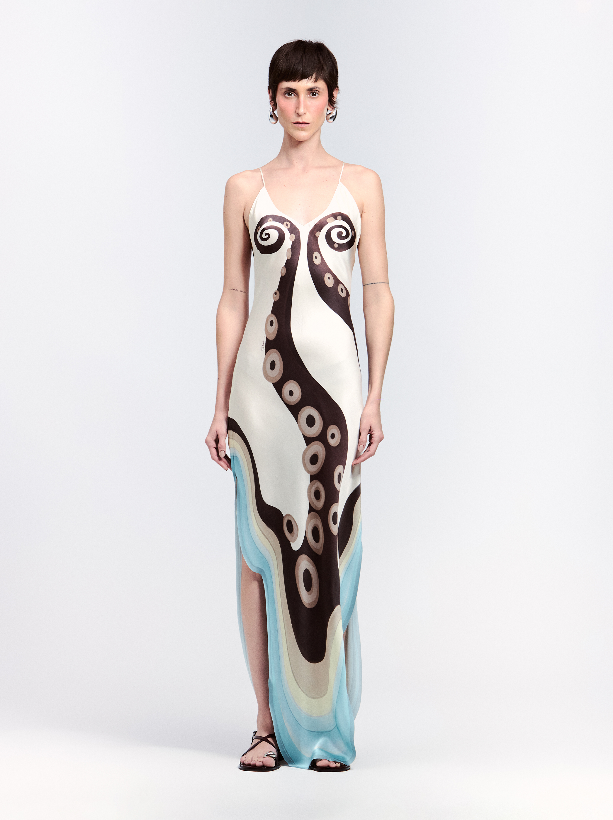 SLIP DRESS ASSIMÉTRICO SEDA TENTÁCULOS