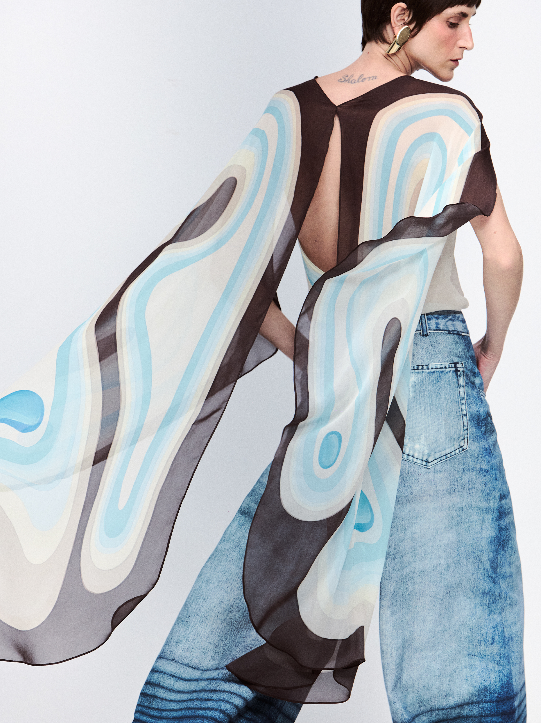 BLUSA CAPA GEORGETTE PORCELAN AZUL