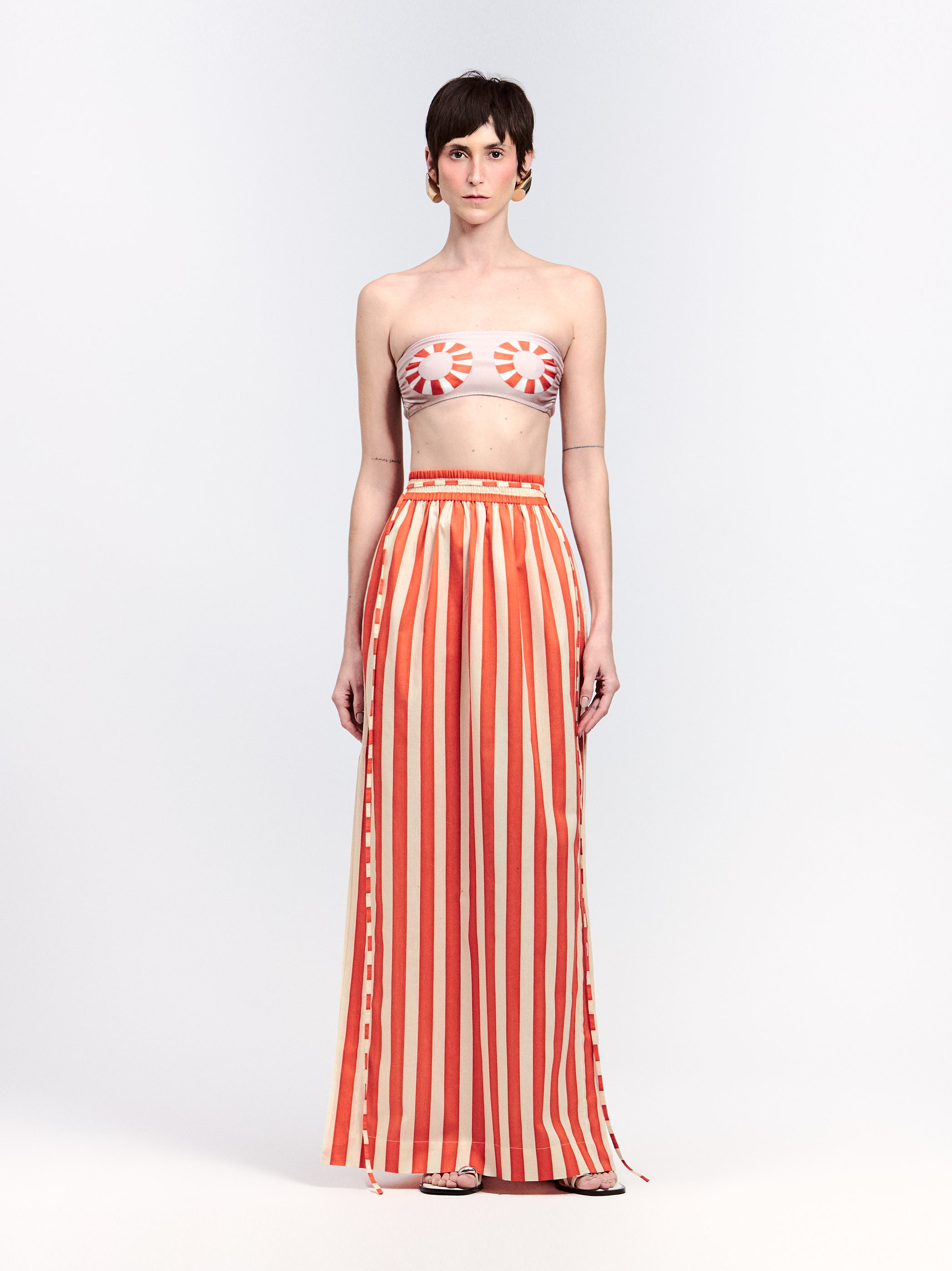 SAIA LONGA FENDA LISTRAS LARANJA