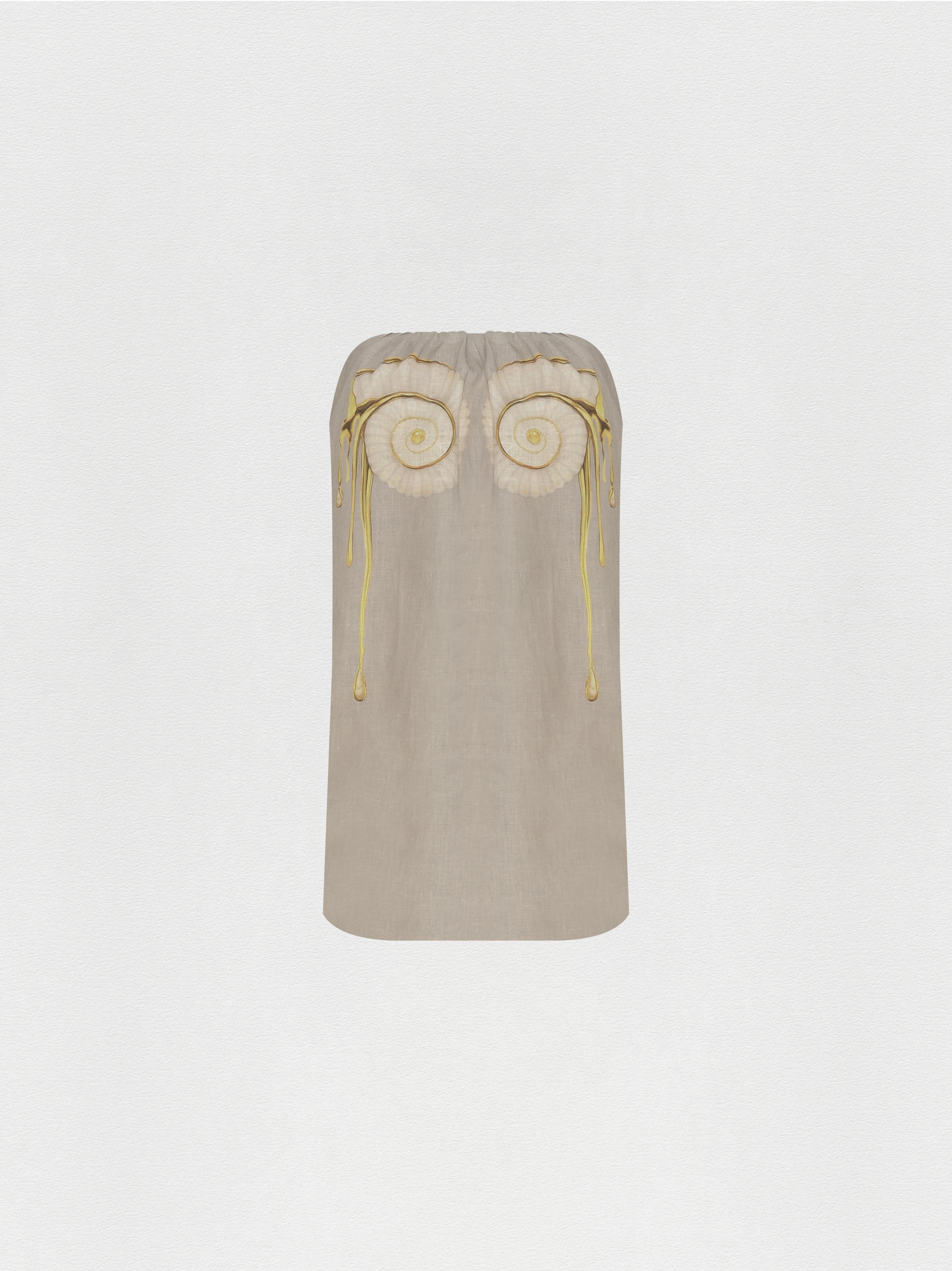 VESTIDO CURTO LINHO SEM ALÇA CARACOL CINZA