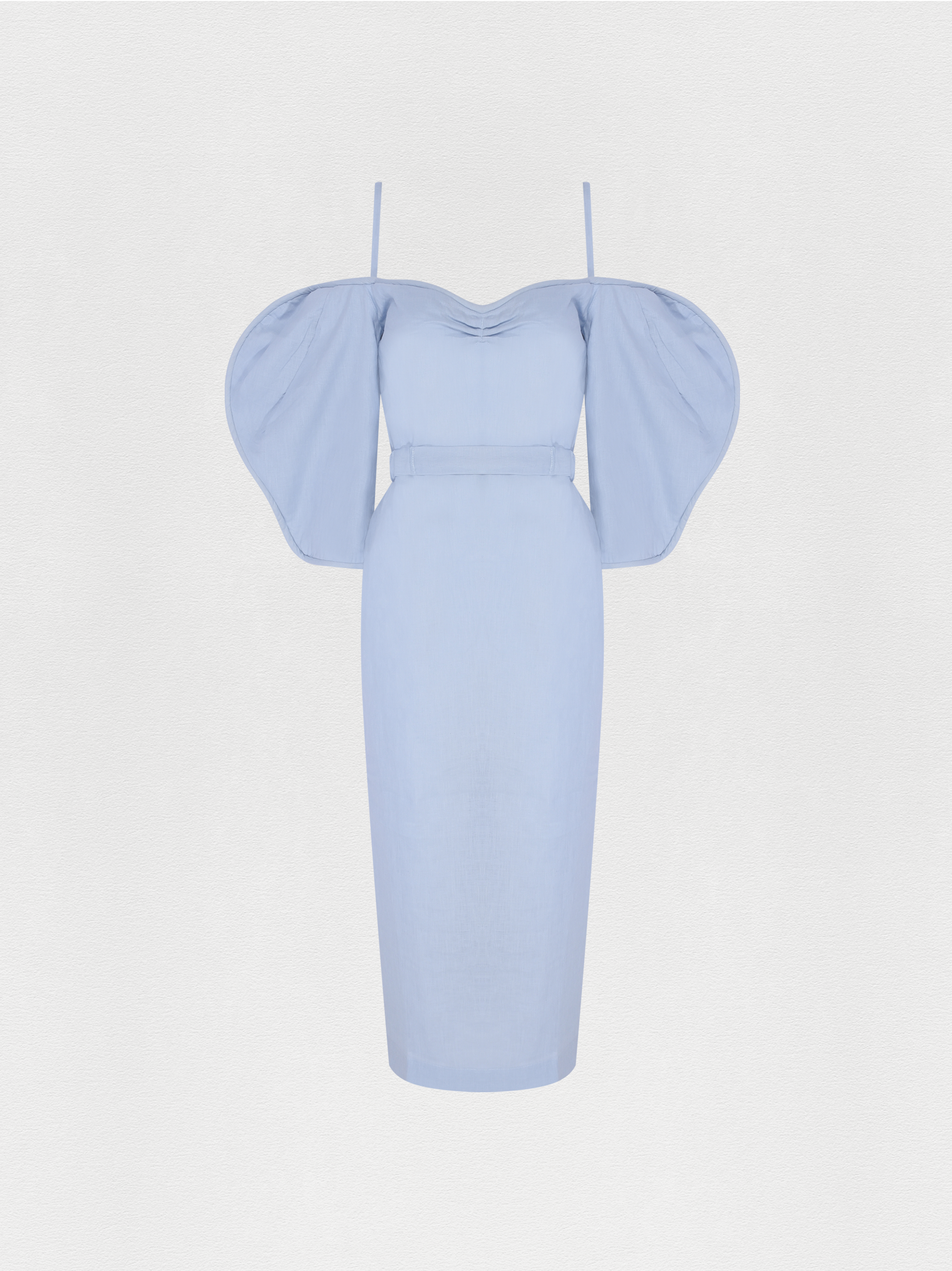 VESTIDO MIDI LINHO AZUL SKY