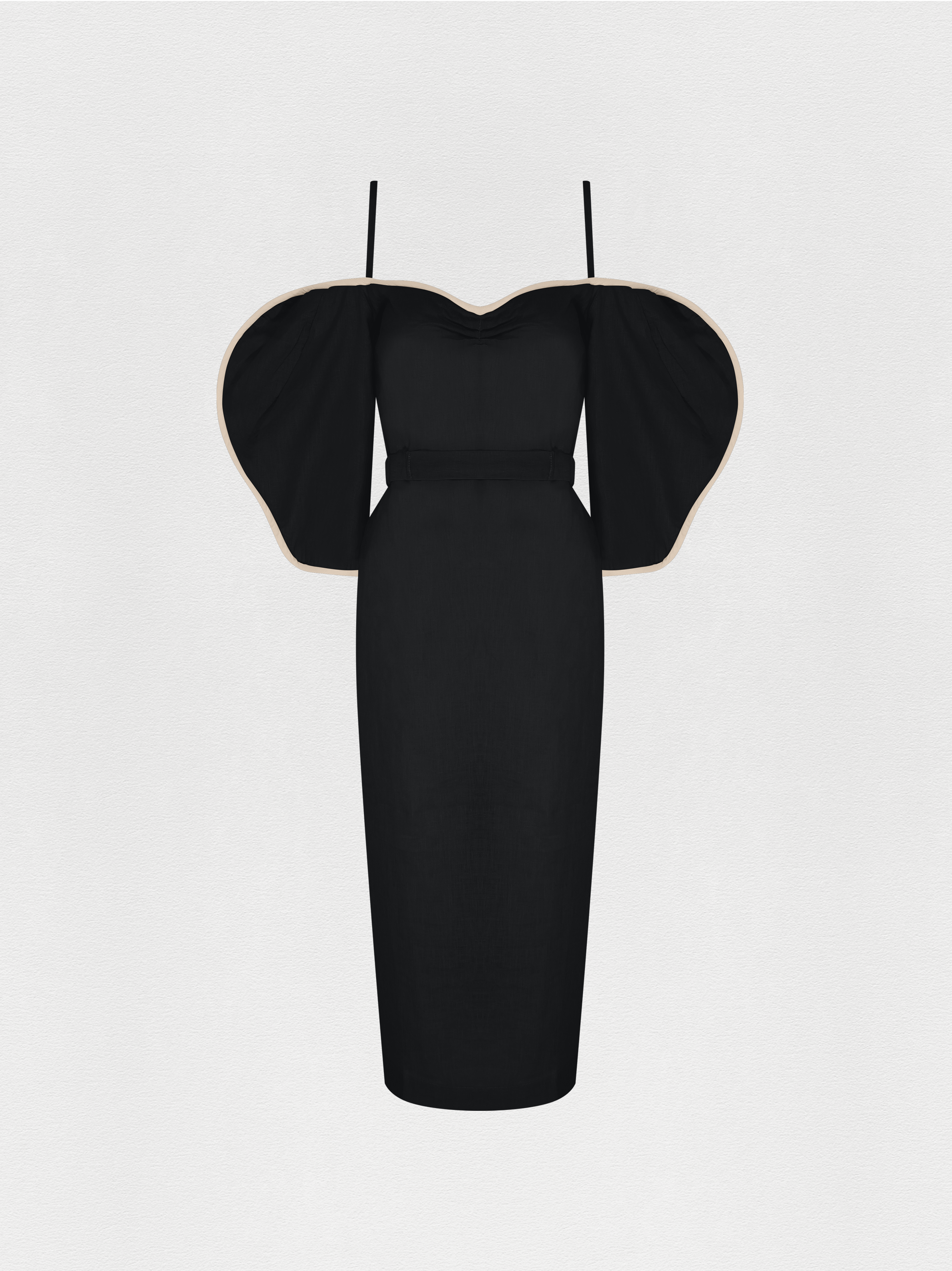 VESTIDO MIDI LINHO PRETO