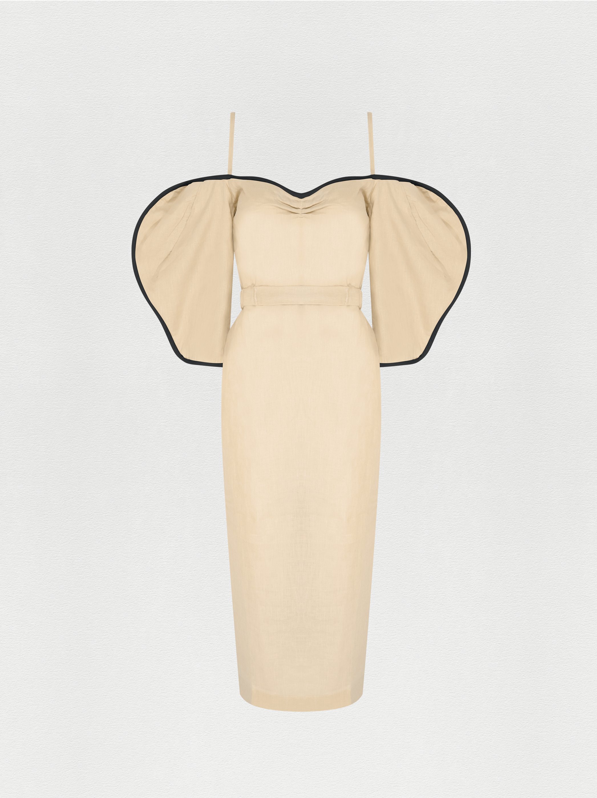 VESTIDO MIDI LINHO OFF-WHITE