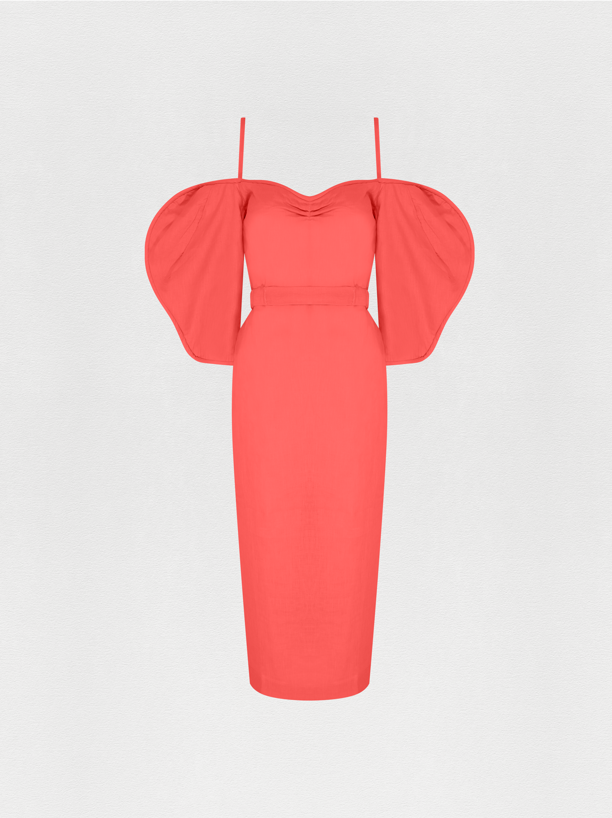 VESTIDO MIDI LINHO VERMELHO