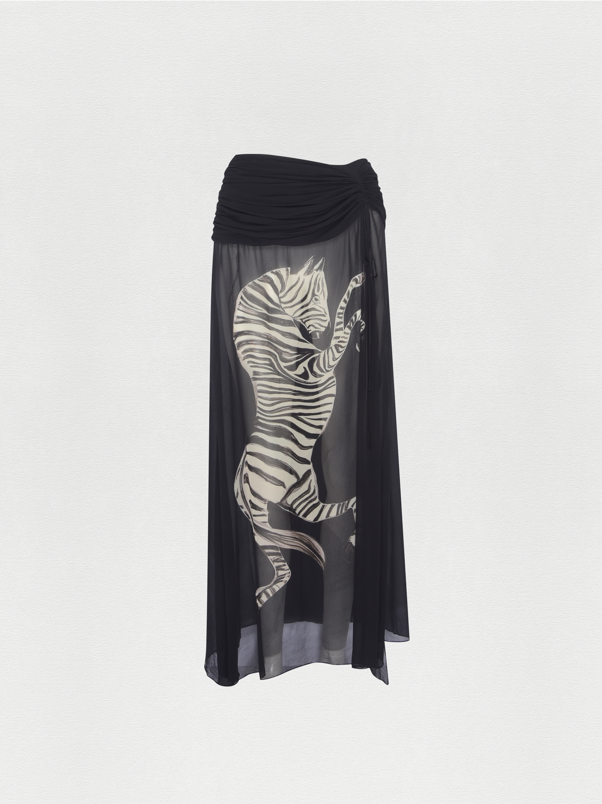 SAIA LONGA GEORGETTE ZEBRA NATURE PRETO