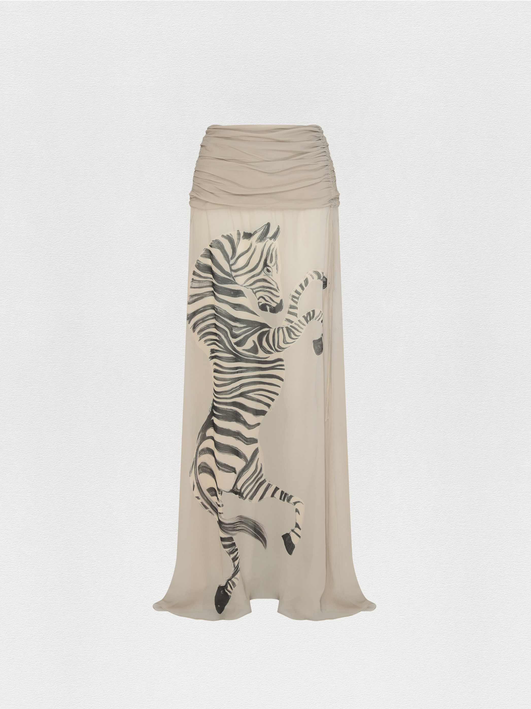 SAIA LONGA GEORGETTE ZEBRA NATURE CINZA CLARO