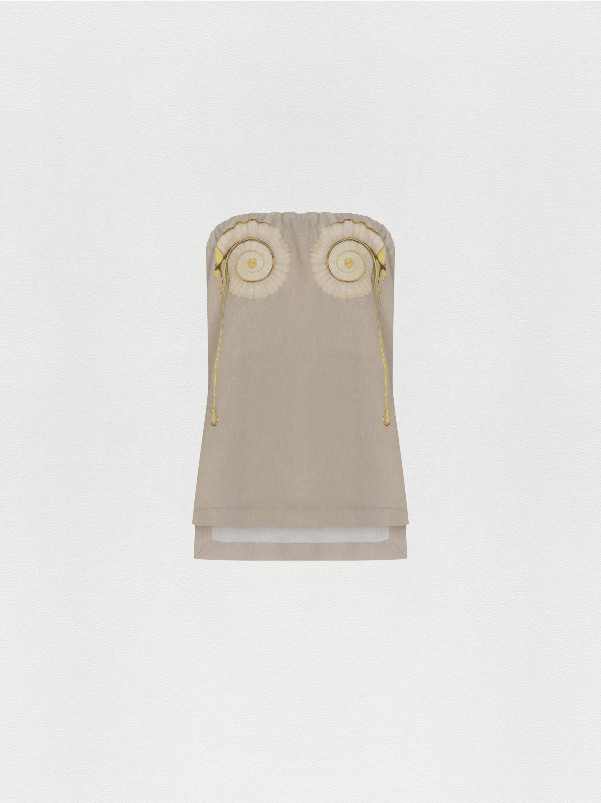 TOP SEM ALÇA LINHO CARACOL CINZA