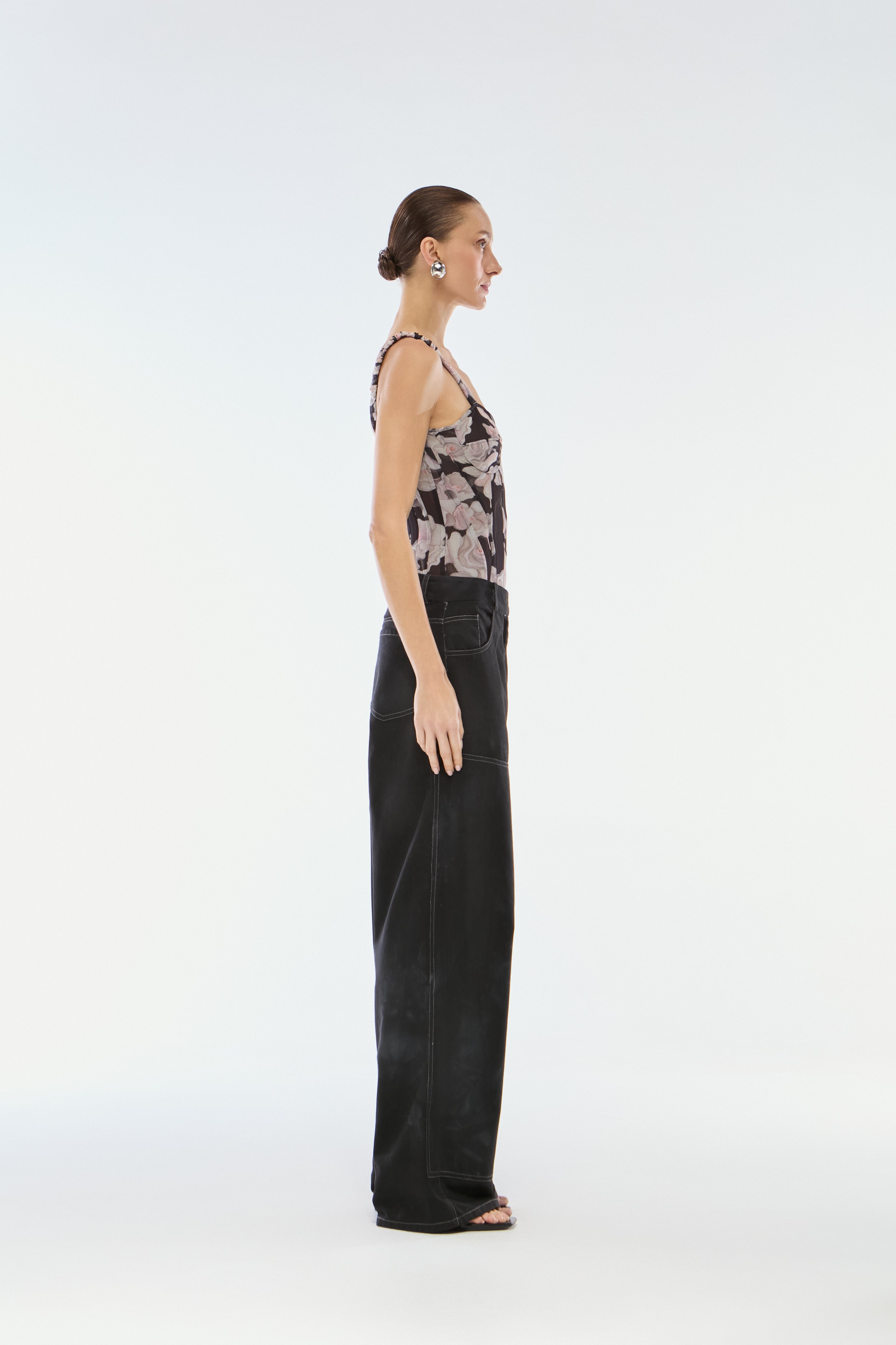 CORSELET TULE FLOWER PRETO