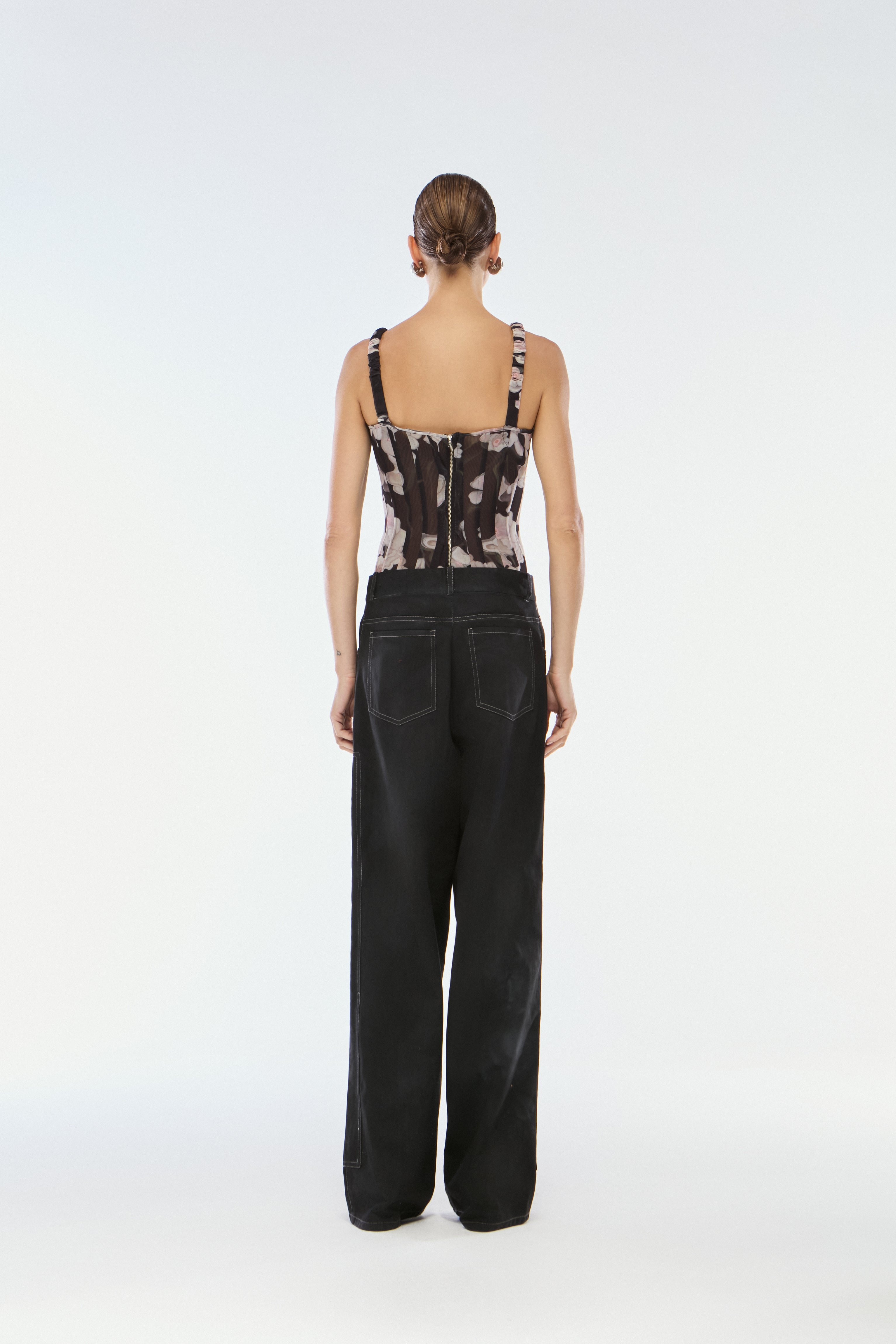 CORSELET TULE FLOWER PRETO