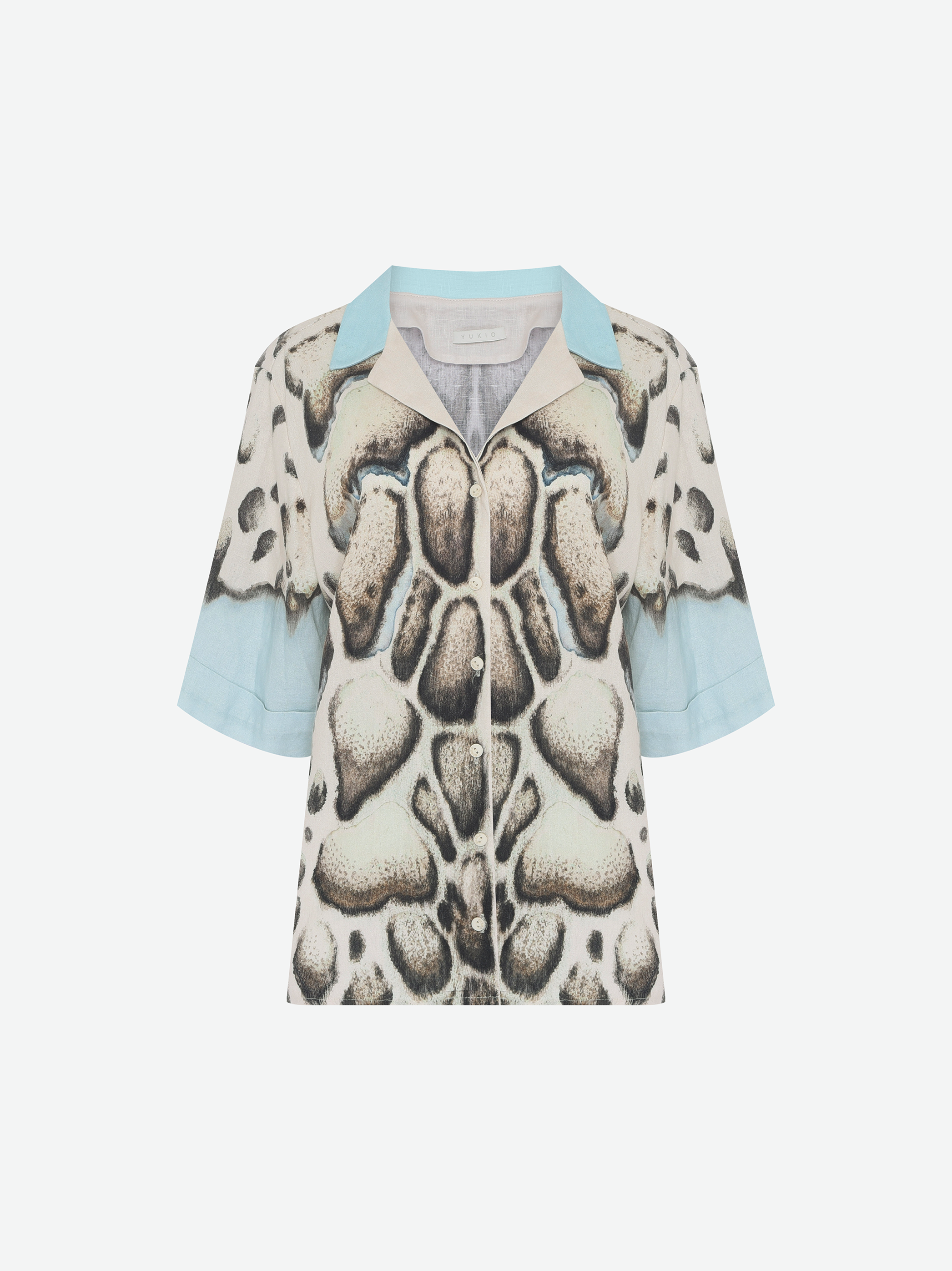 CAMISA DE LINHO MANGA CURTA SKIN BARRADO