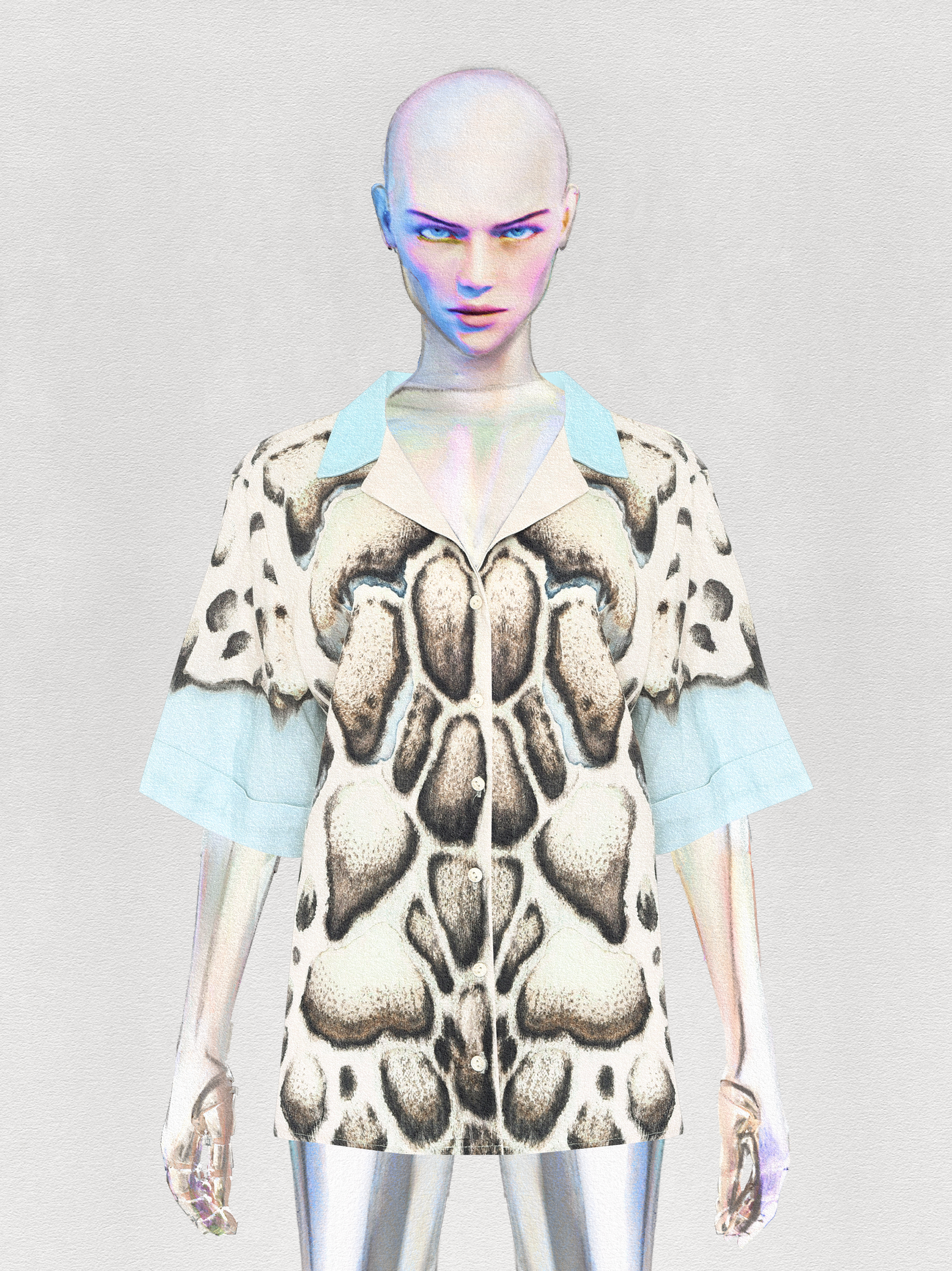 CAMISA DE LINHO MANGA CURTA SKIN BARRADO