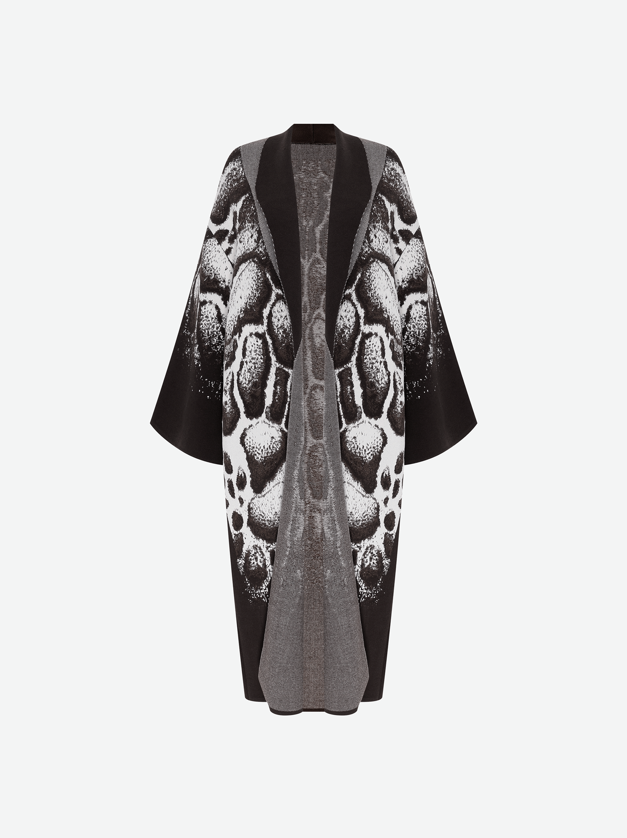 CASACO LONGO TRIC0T JACQUARD SKIN NATURAL