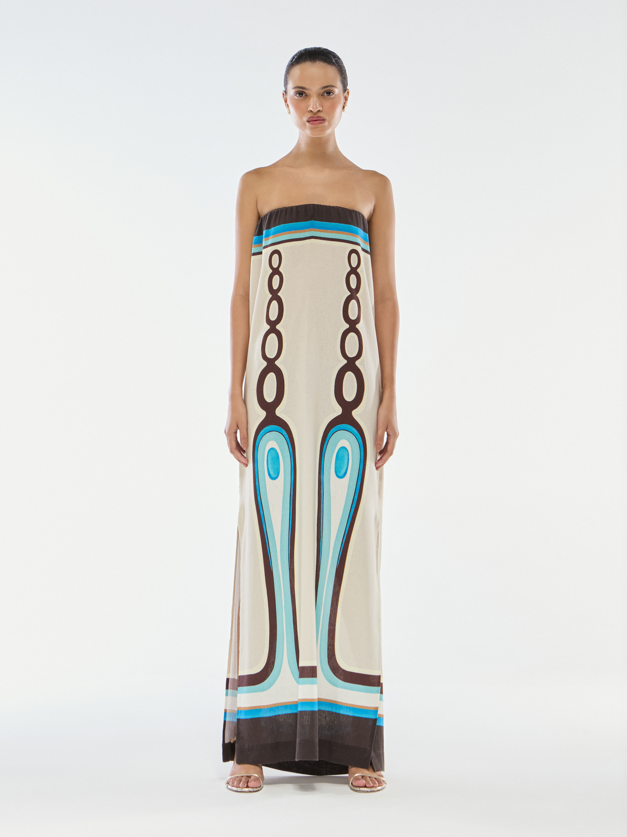 VESTIDO SEM ALÇA LINHO CHAINS