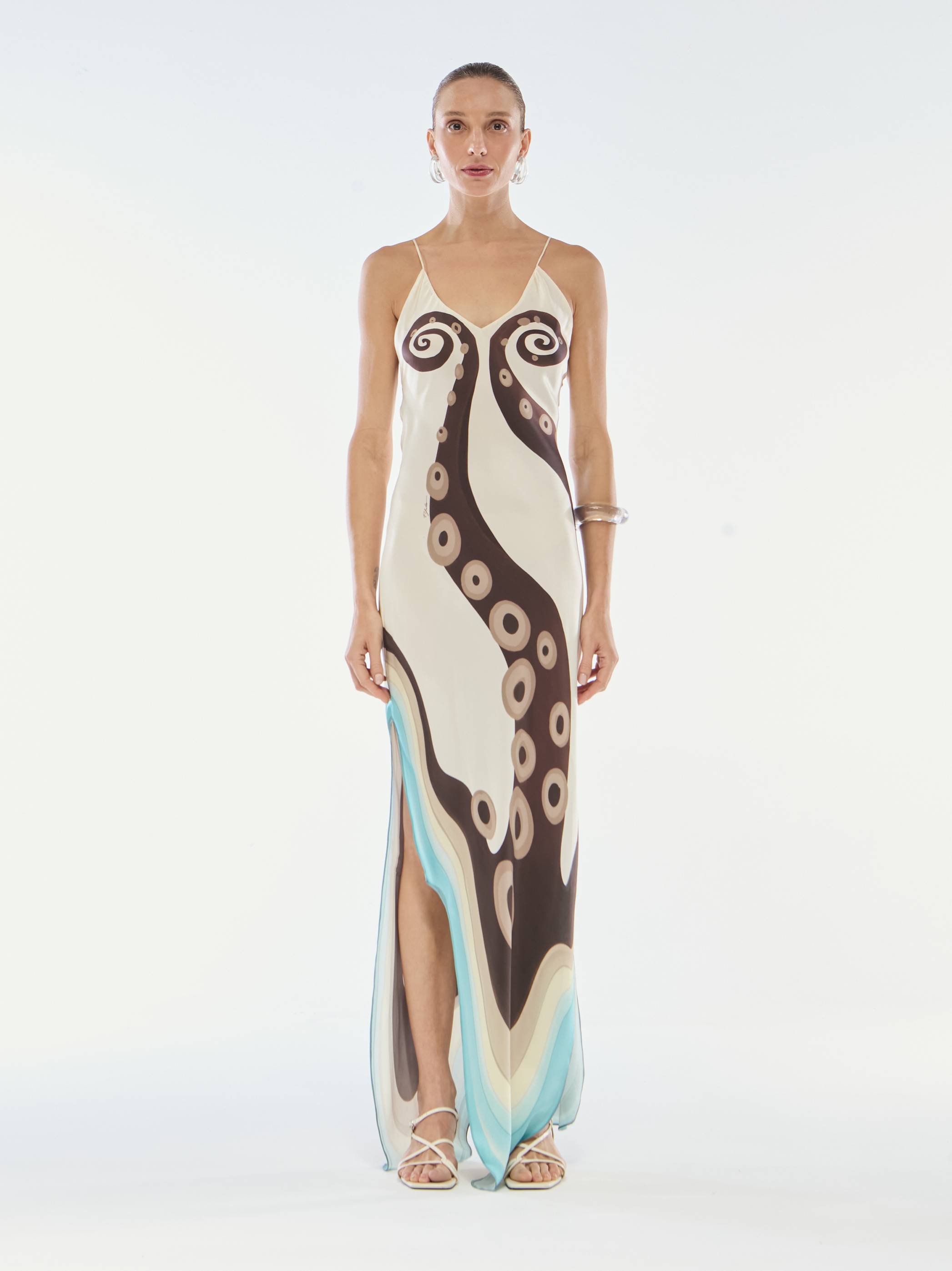 SLIP DRESS ASSIMÉTRICO SEDA TENTÁCULOS