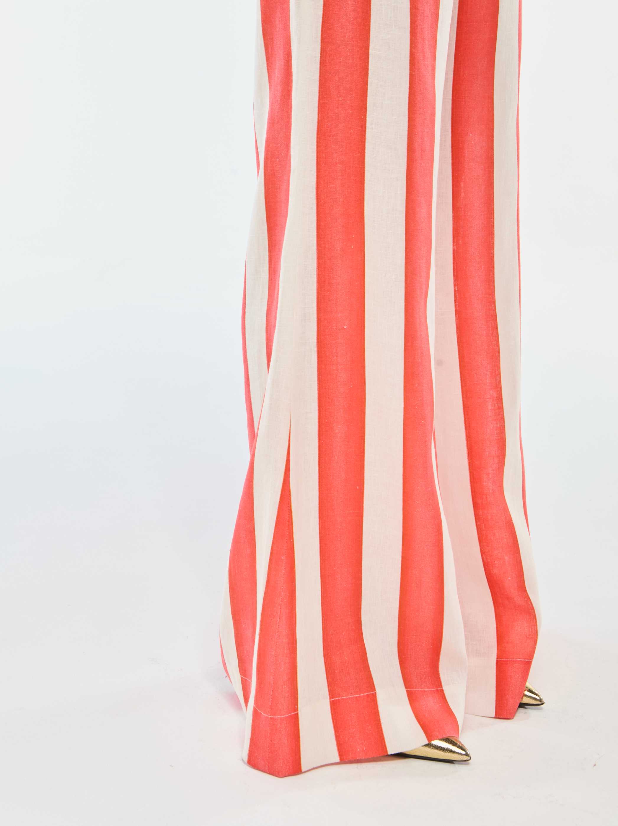 CALÇA PANTALONA DE LINHO LISTRAS LARANJA