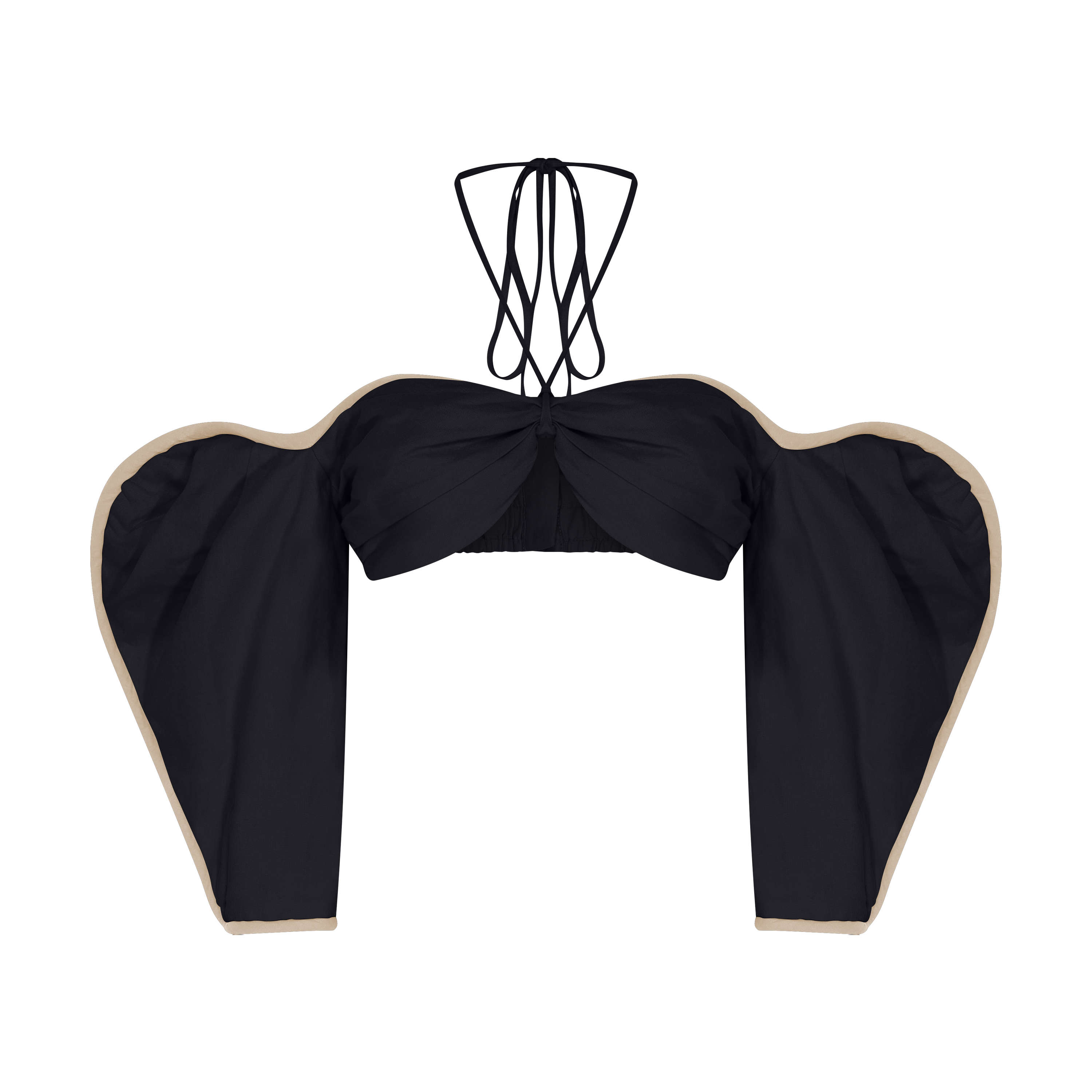 TOP CROPPED LINHO BOLHAS PRETO