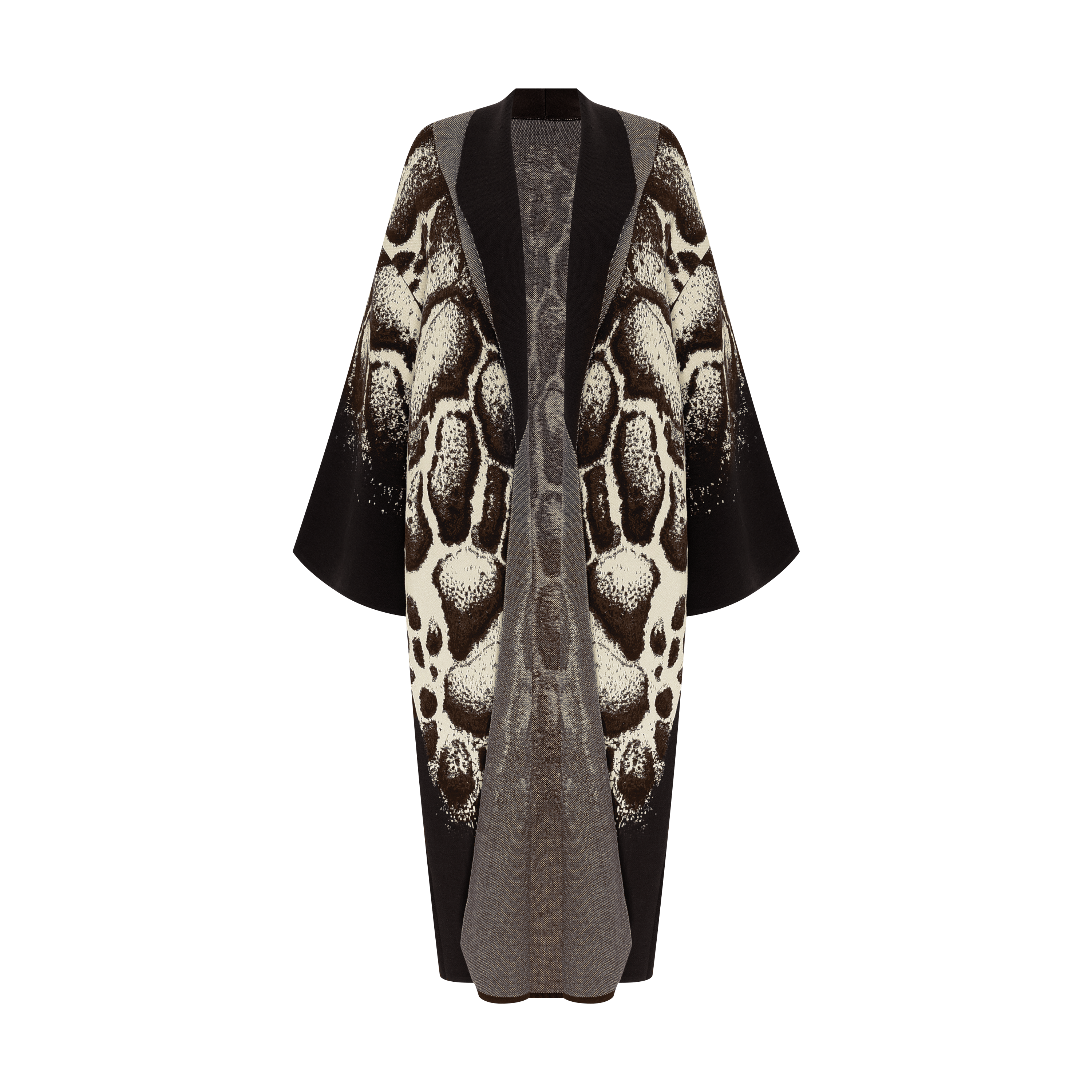CASACO LONGO TRICOT JACQUARD SKIN NATURAL