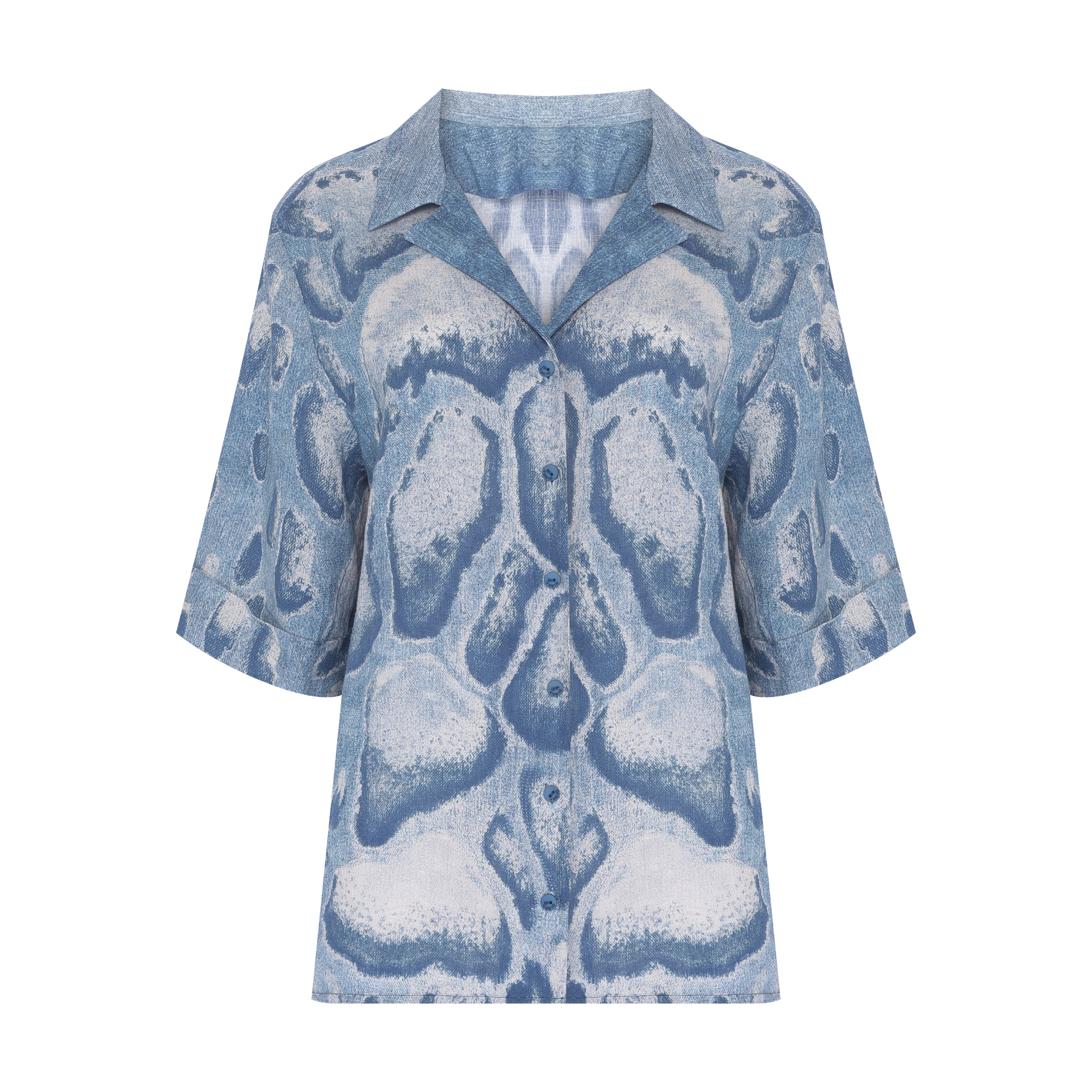 CAMISA MANGA CURTA LINHO SKIN INDIGO