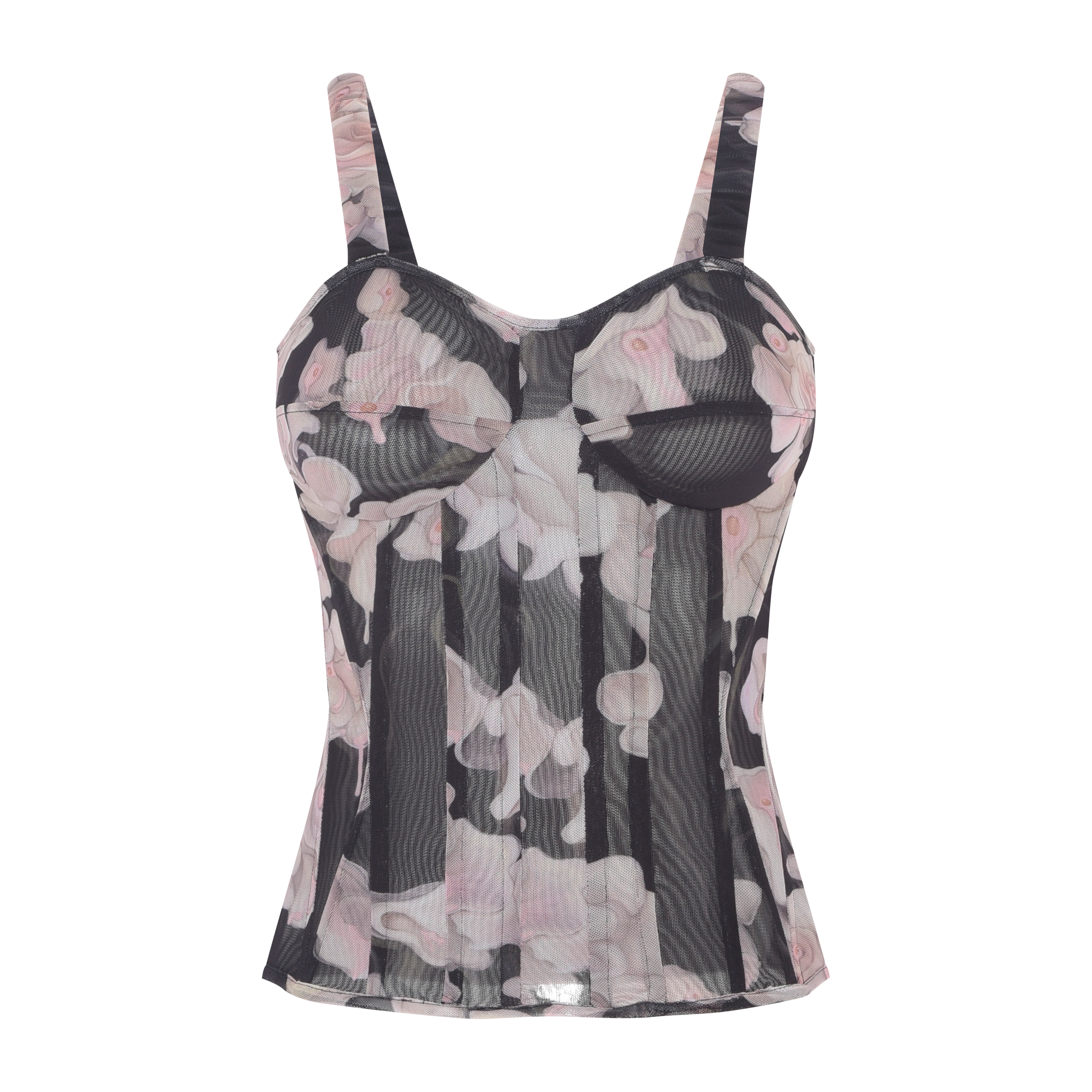 CORSELET TULE FLOWER PRETO