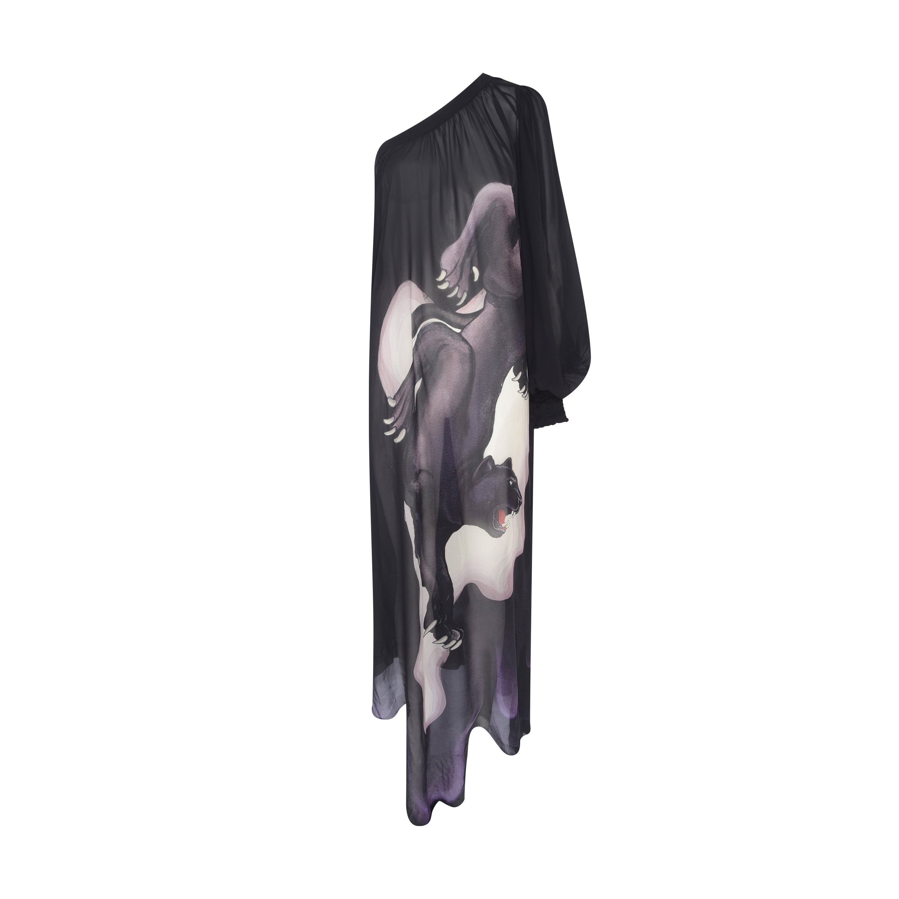 VESTIDO OMBRO SÓ GEORGETTE PANTERA WAVE