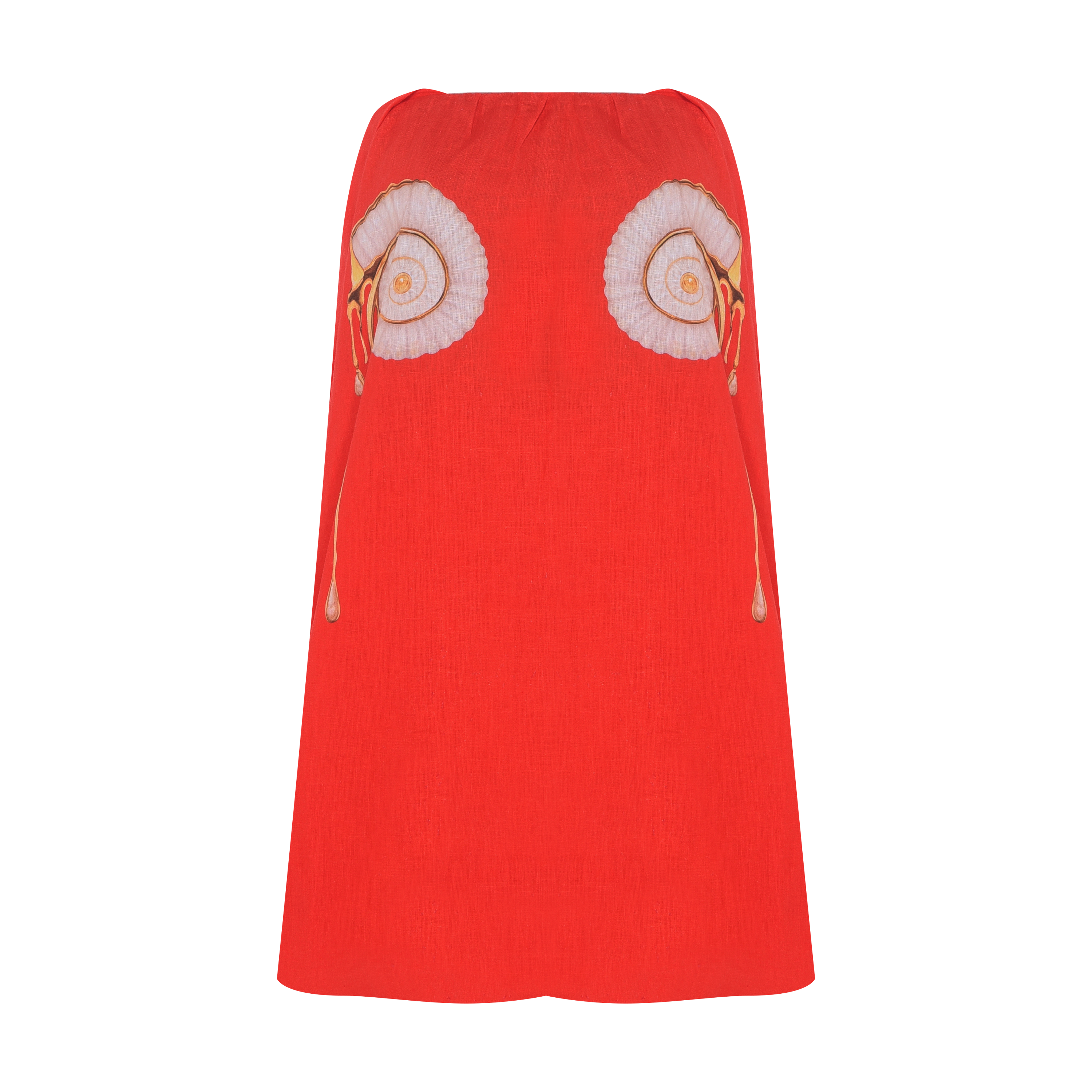 VESTIDO CURTO LINHO SEM ALÇA CARACOL VERMELHO