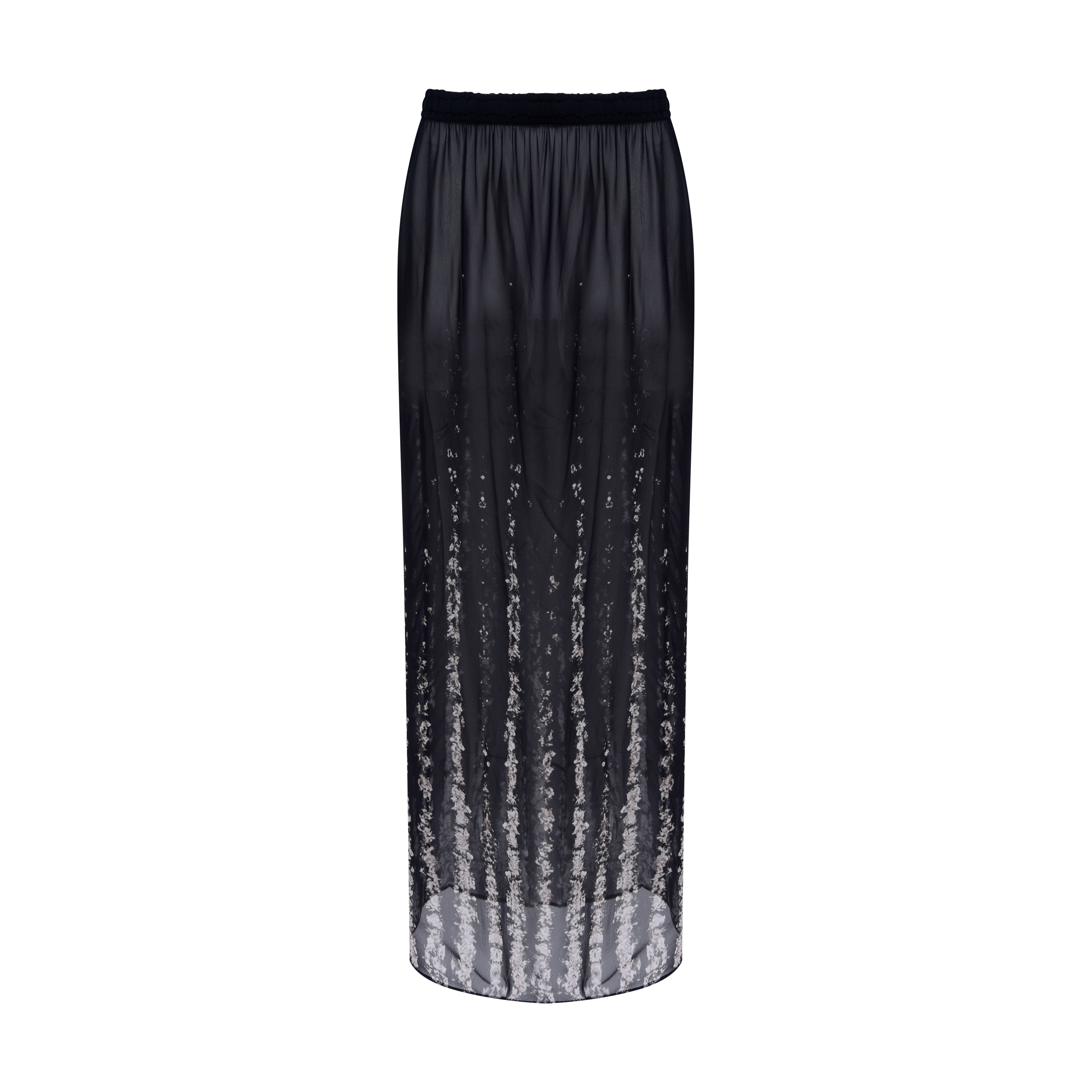 SAIA MIDI GEORGETTE BOLHAS PRETO