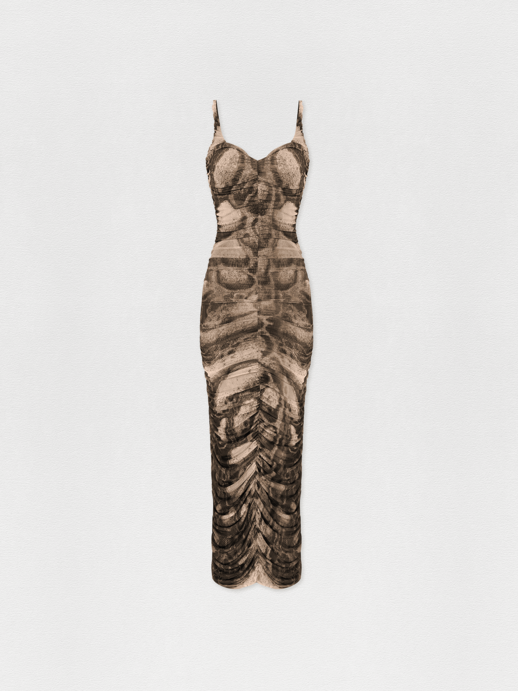 VESTIDO FRANZIDO TULE SKIN NATURAL