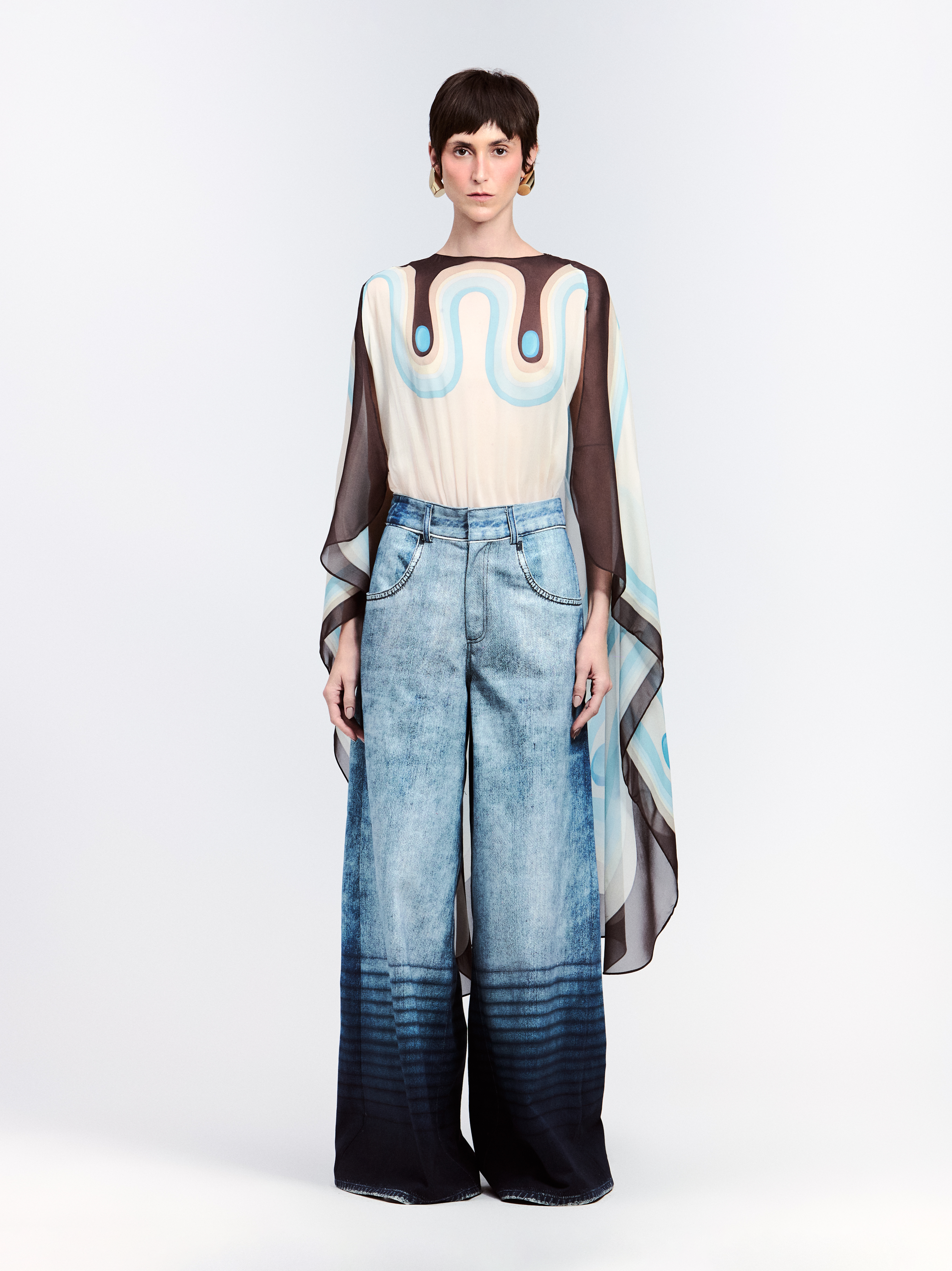 BLUSA CAPA GEORGETTE PORCELAN AZUL