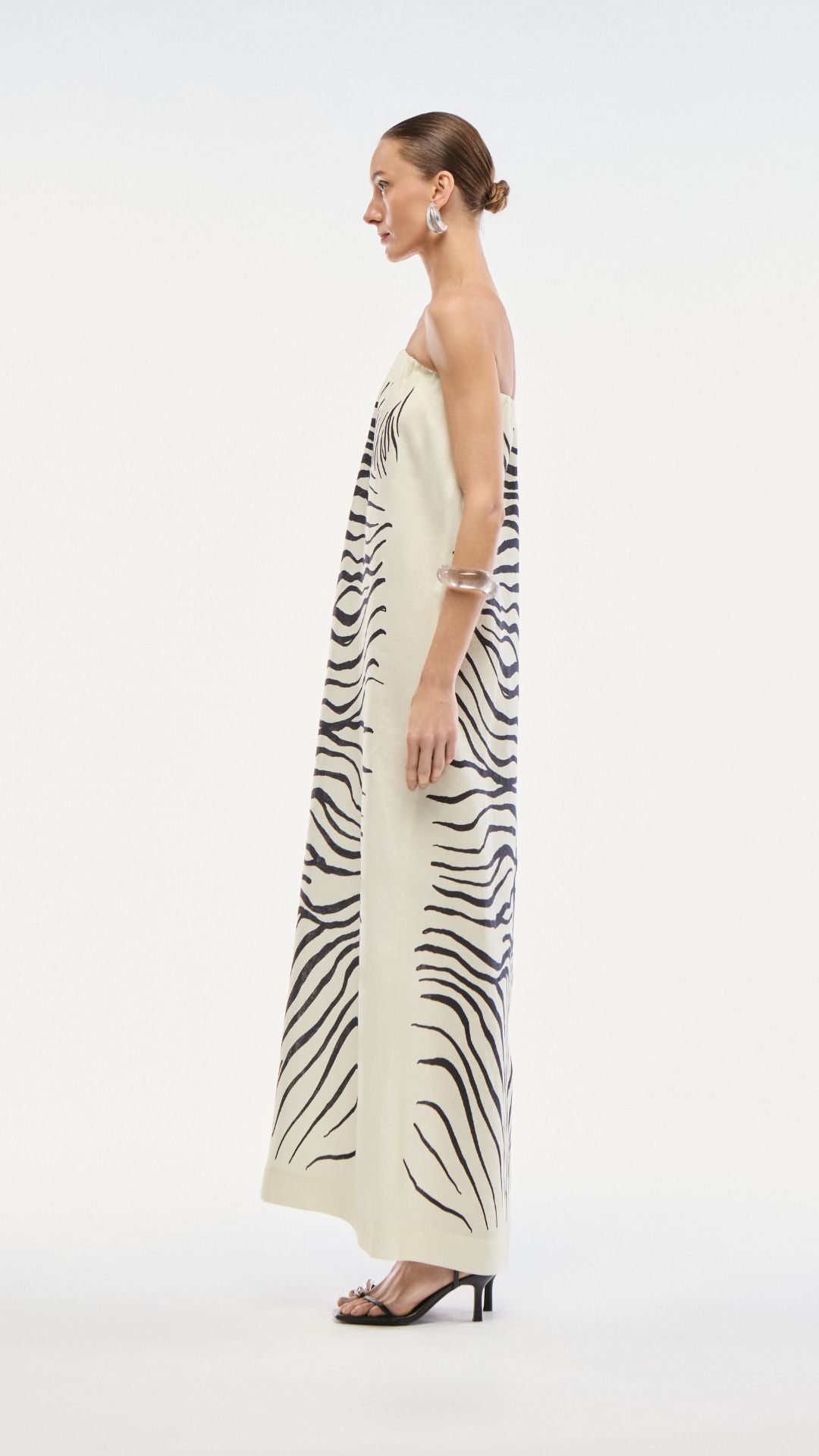 VESTIDO SEM ALÇA LINHO ZEBRA MONO PRETO
