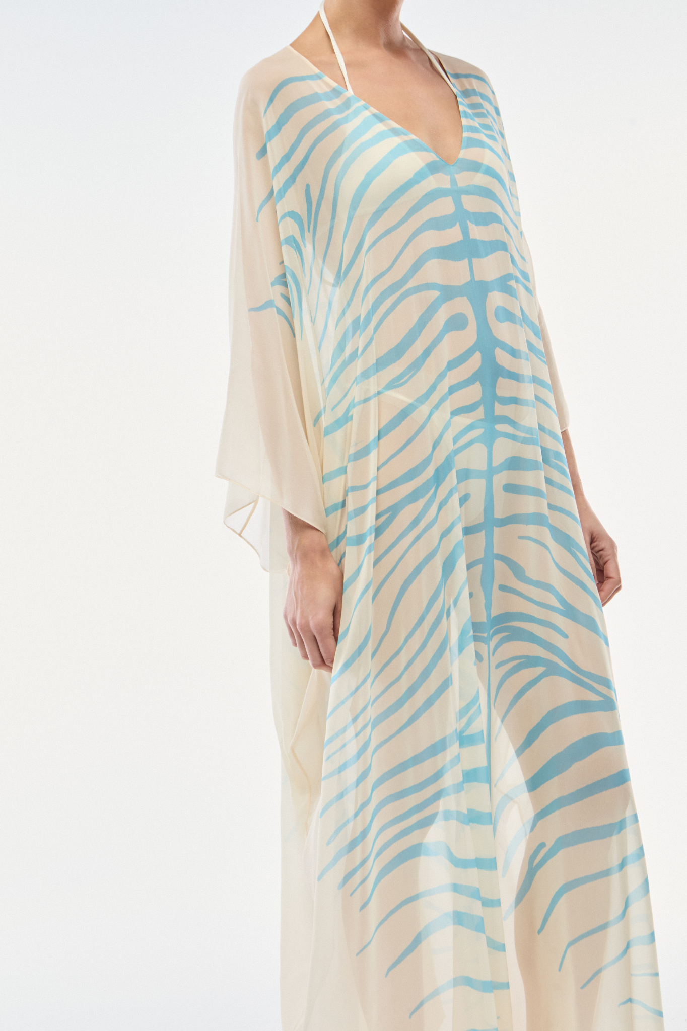KAFTAN GEORGETTE ZEBRA MONO AZUL SKY