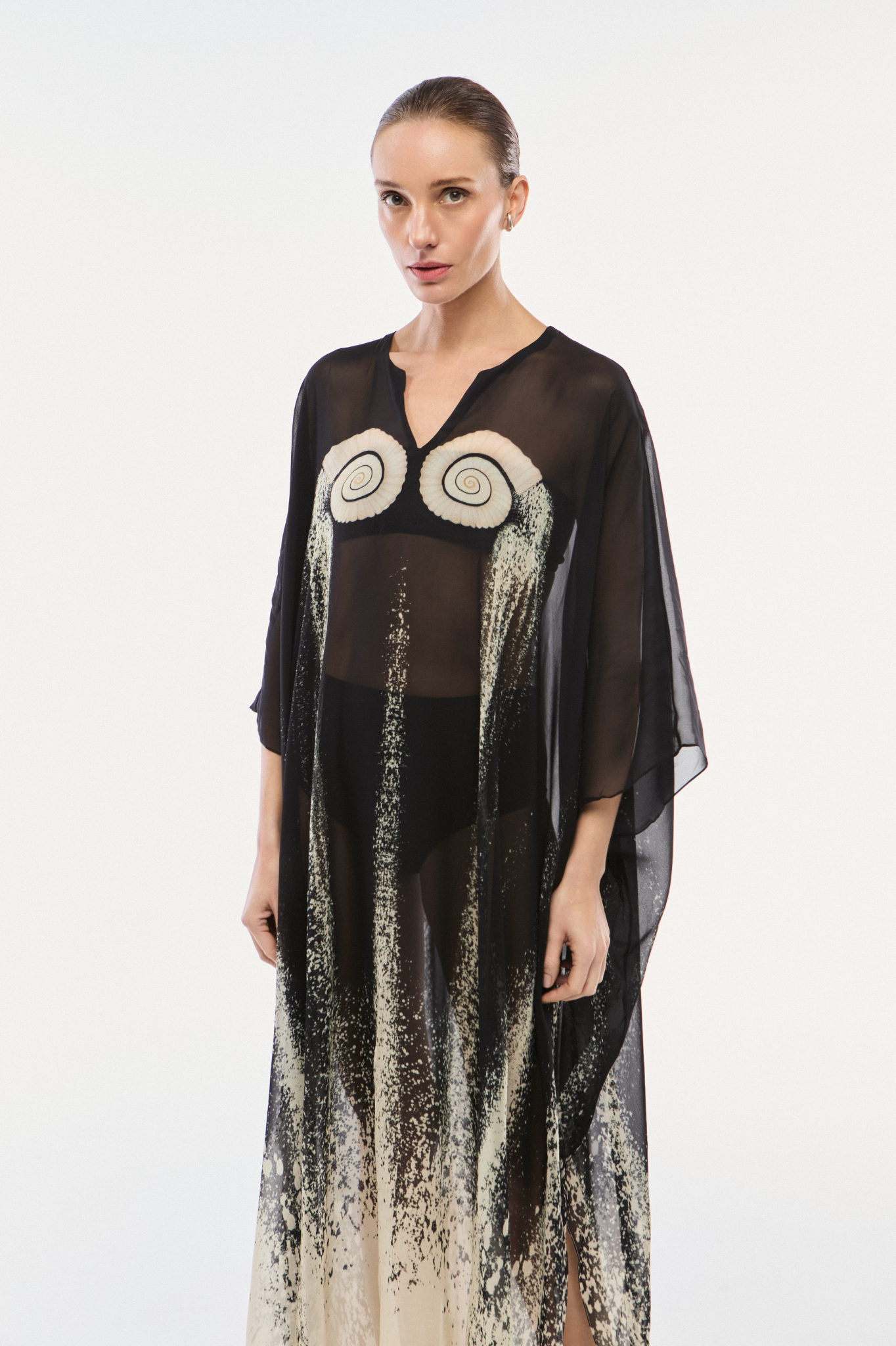 KAFTAN GEORGETTE CARACOL PRETO