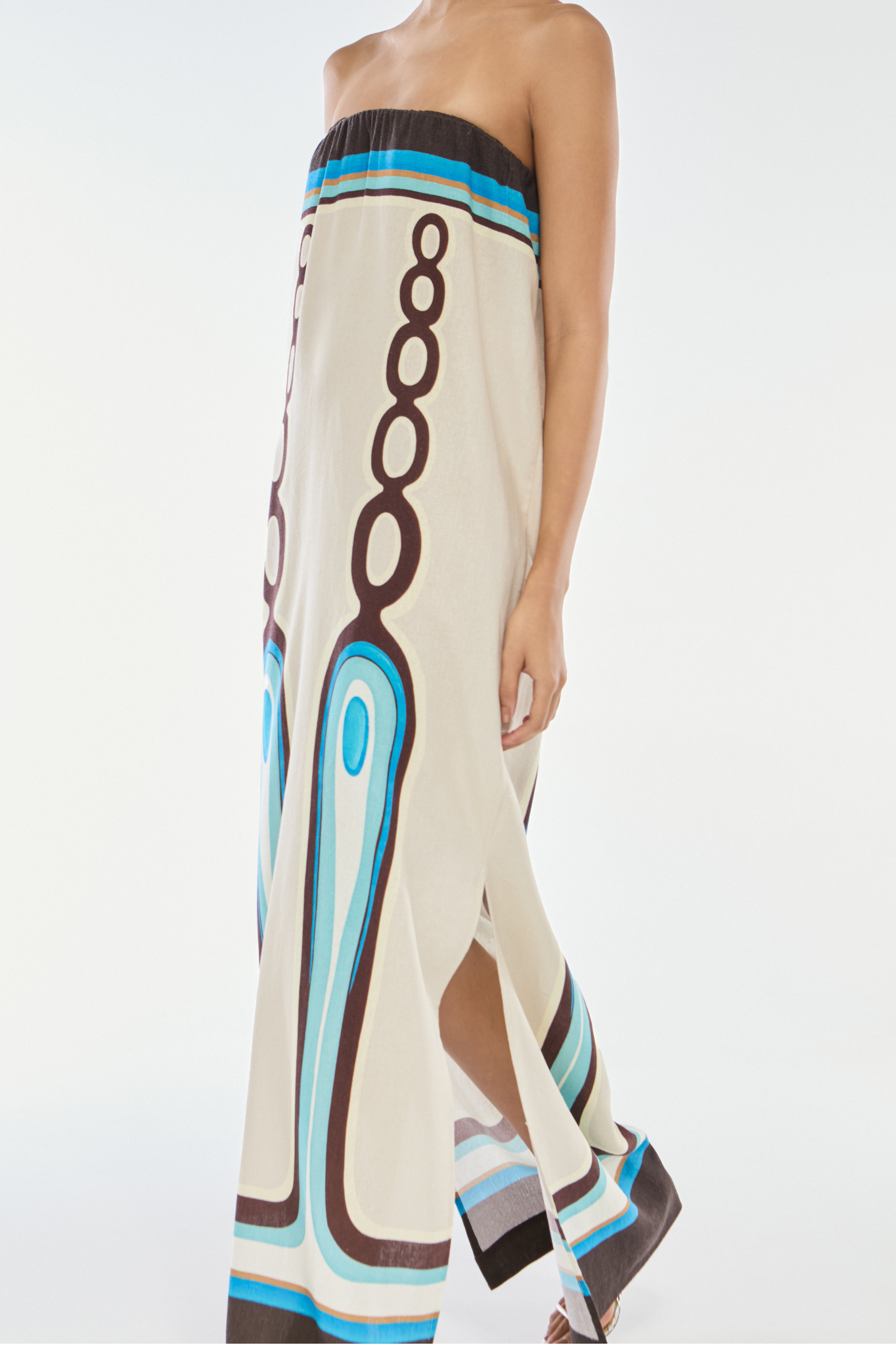 VESTIDO SEM ALÇA LINHO CHAINS