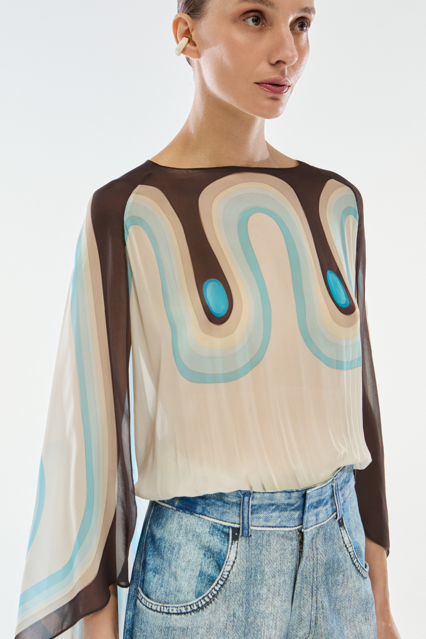 BLUSA CAPA GEORGETTE PORCELAN AZUL