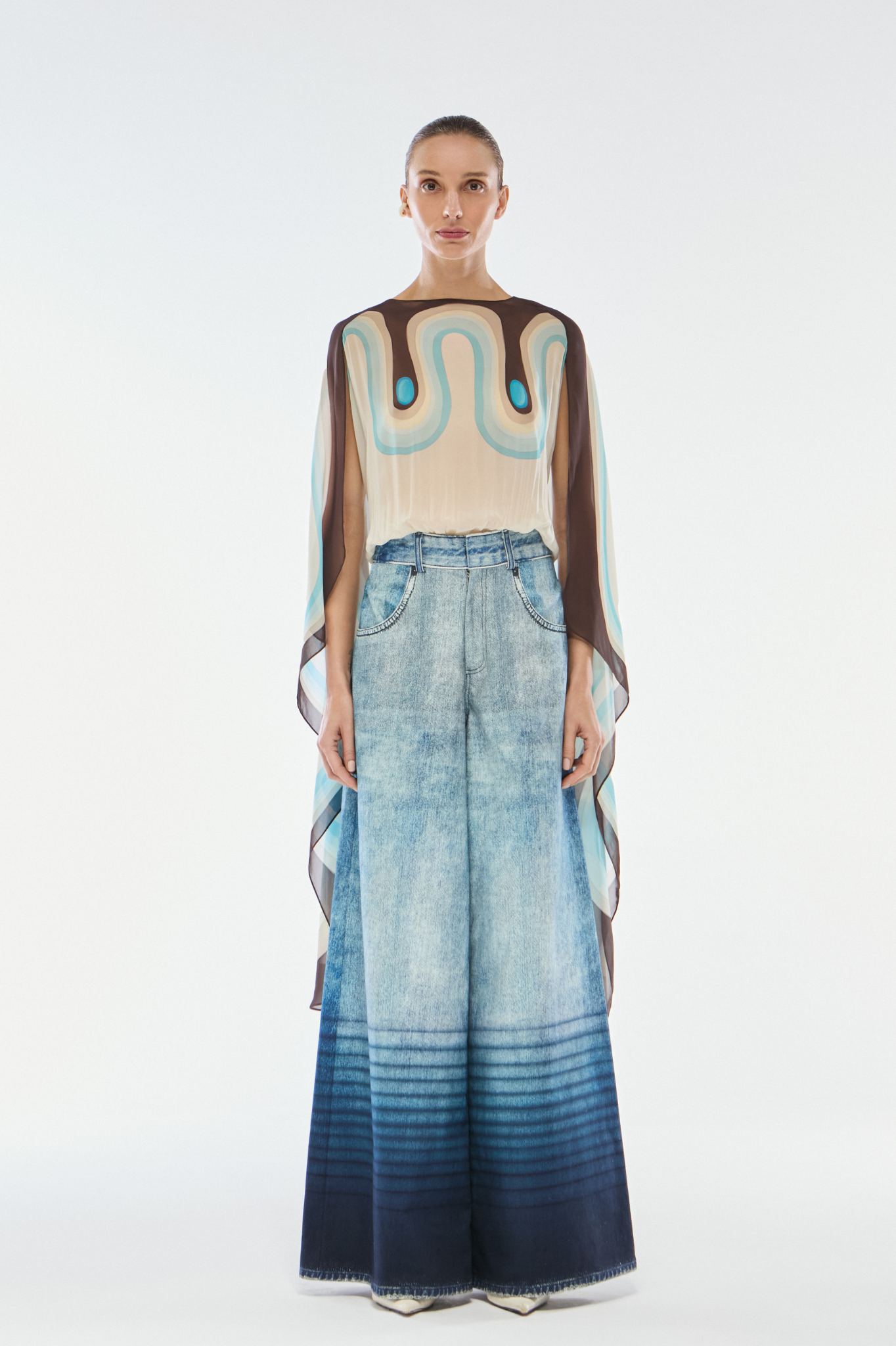 BLUSA CAPA GEORGETTE PORCELAN AZUL