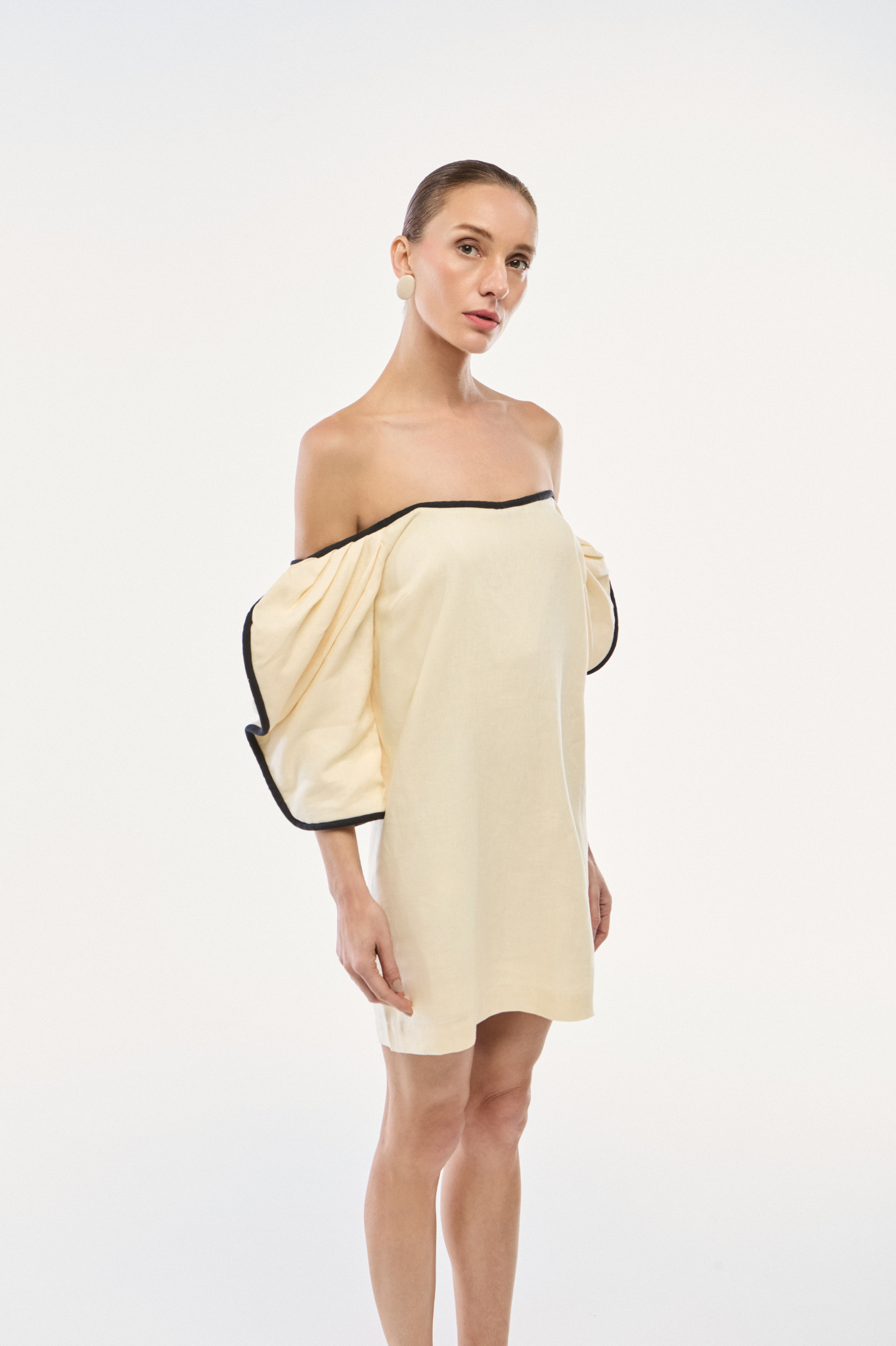 VESTIDO CURTO LINHO OFF-WHITE