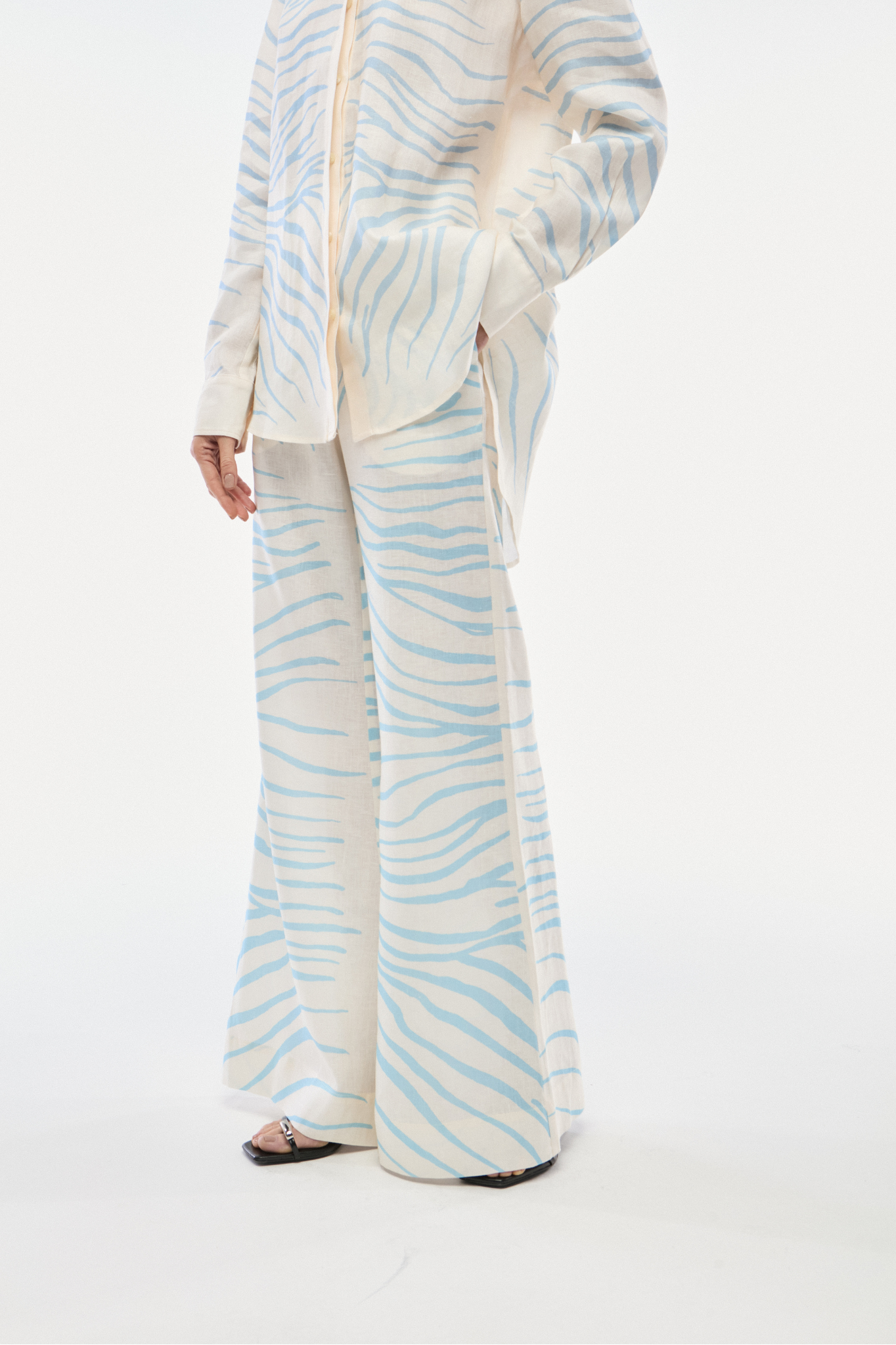 CALÇA PANTALONA LINHO ZEBRA MONO AZUL SKY